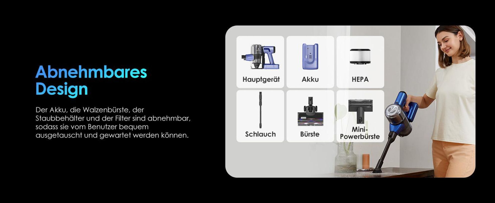 Tineco PURE ONE S50 Pro Akku Staubsauger, 200AW Saugleistung, iLoop, bis zu 95 Min. ZeroTangle-Bürste Handstaubsauger für Großschmutz sowie Tierhaare