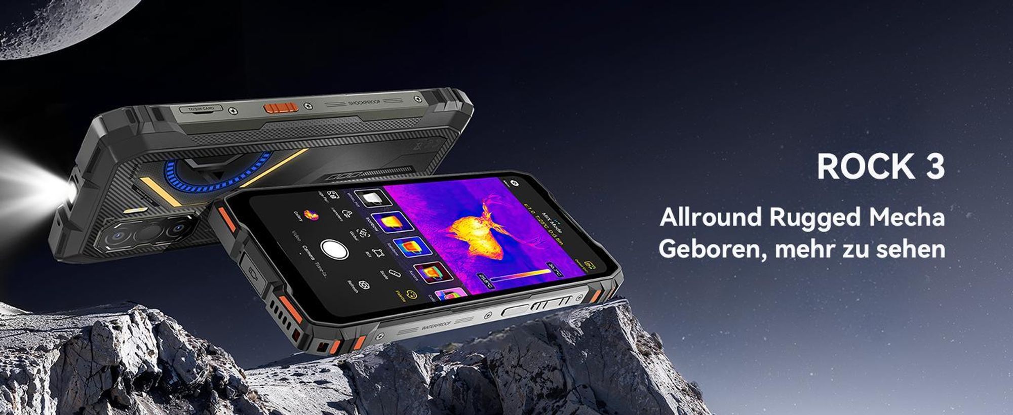 Blackview ROCK 3  Outdoor Smartphone Ohne Vertrag, 32+256GB, Android 16, 108MP, 6.78", 120Hz, 10000mAh,kabelloses Laden,Thermal Imaging, IP68/IP69K