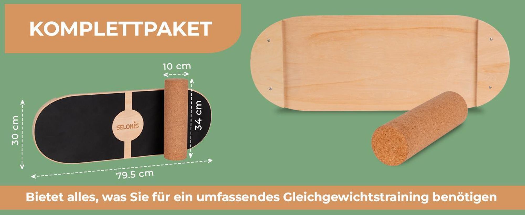 Selonis Balance Board Aus Holz Koordinationstraining Balancebrett Physiotherapie Skateboard Surfbrett Fitness Crossfit Yoga Ohne Matte Für Erwachsene Und Kinder