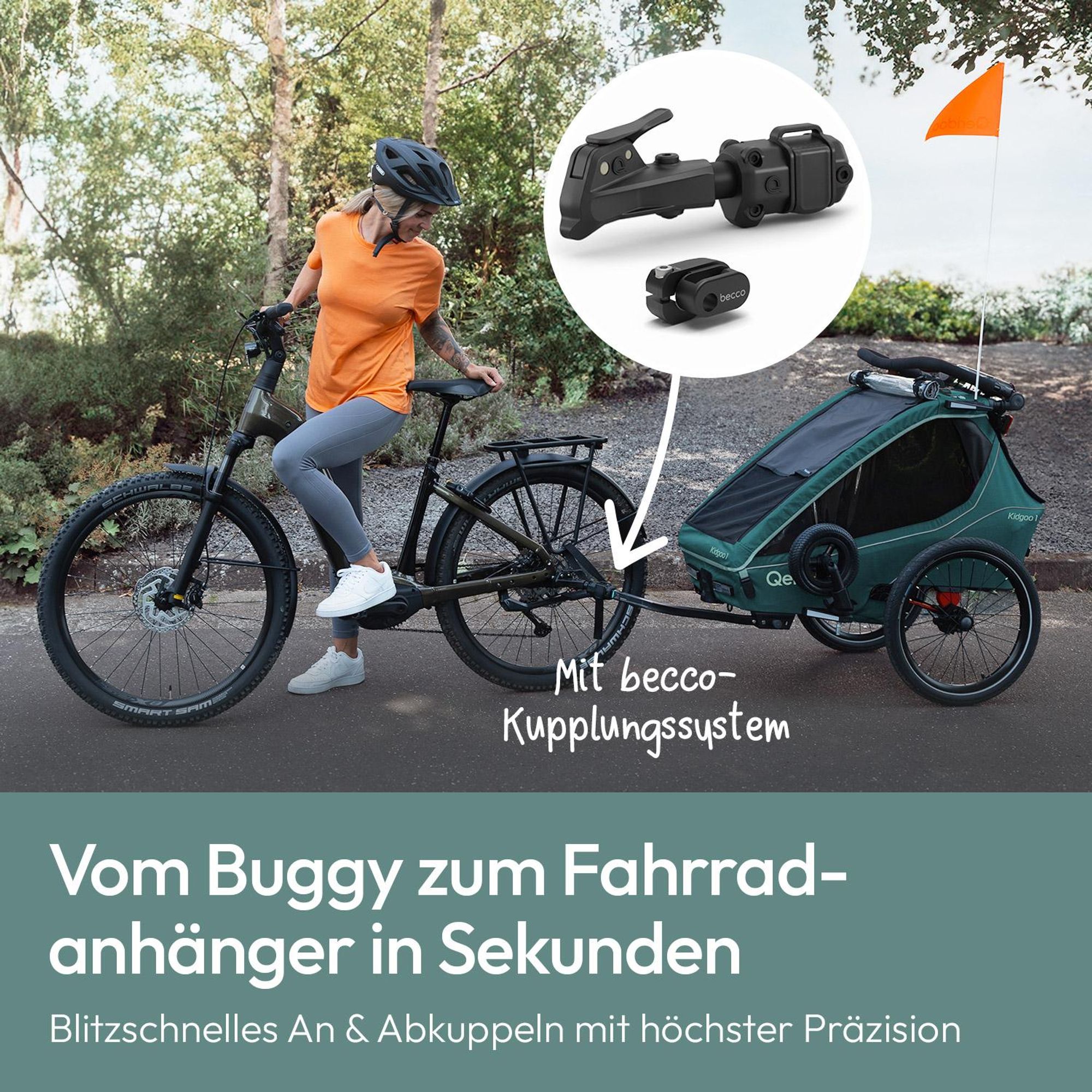 Qeridoo Kidgoo 1 - Kinderfahrradanhänger für 1 Kind, Farbe: Pacific Blue