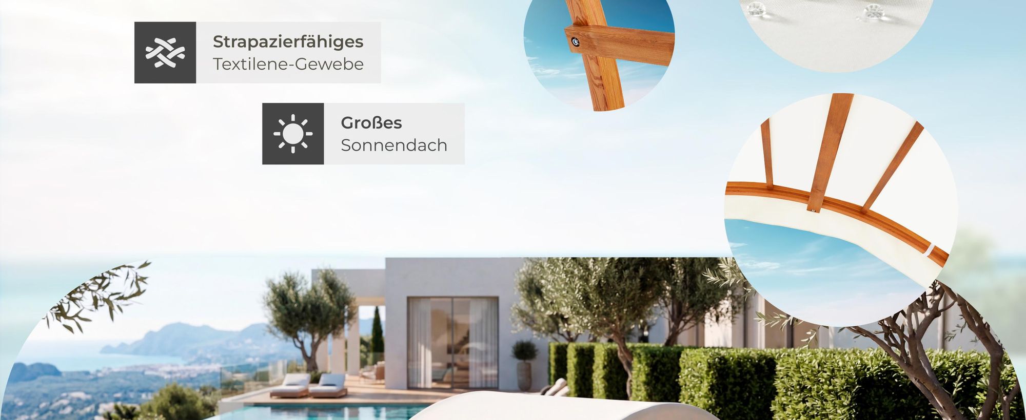 tectake® Hängematte Locarno Belastbarkeit 250 kg, 328 x 160 x 171,5 cm