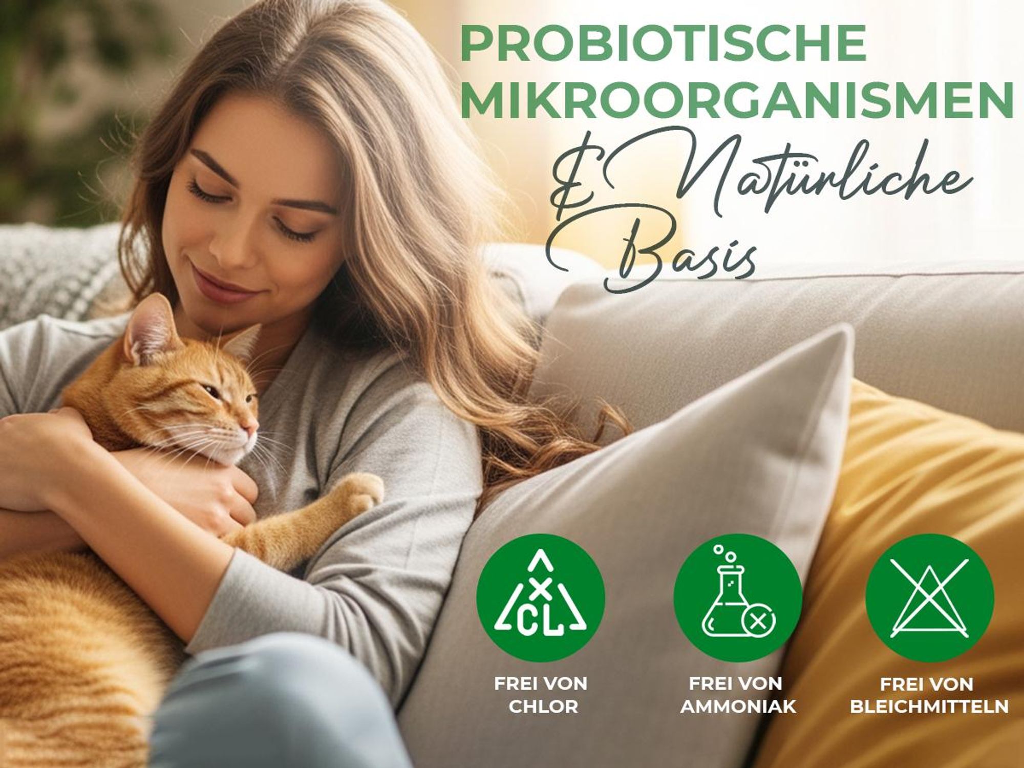 Baviette Geruchsentferner Katze 500 ml Konzentrat – Geruchsneutralisierer mit Mikroorganismen für Katzenklo, Teppich, Möbel & Auto