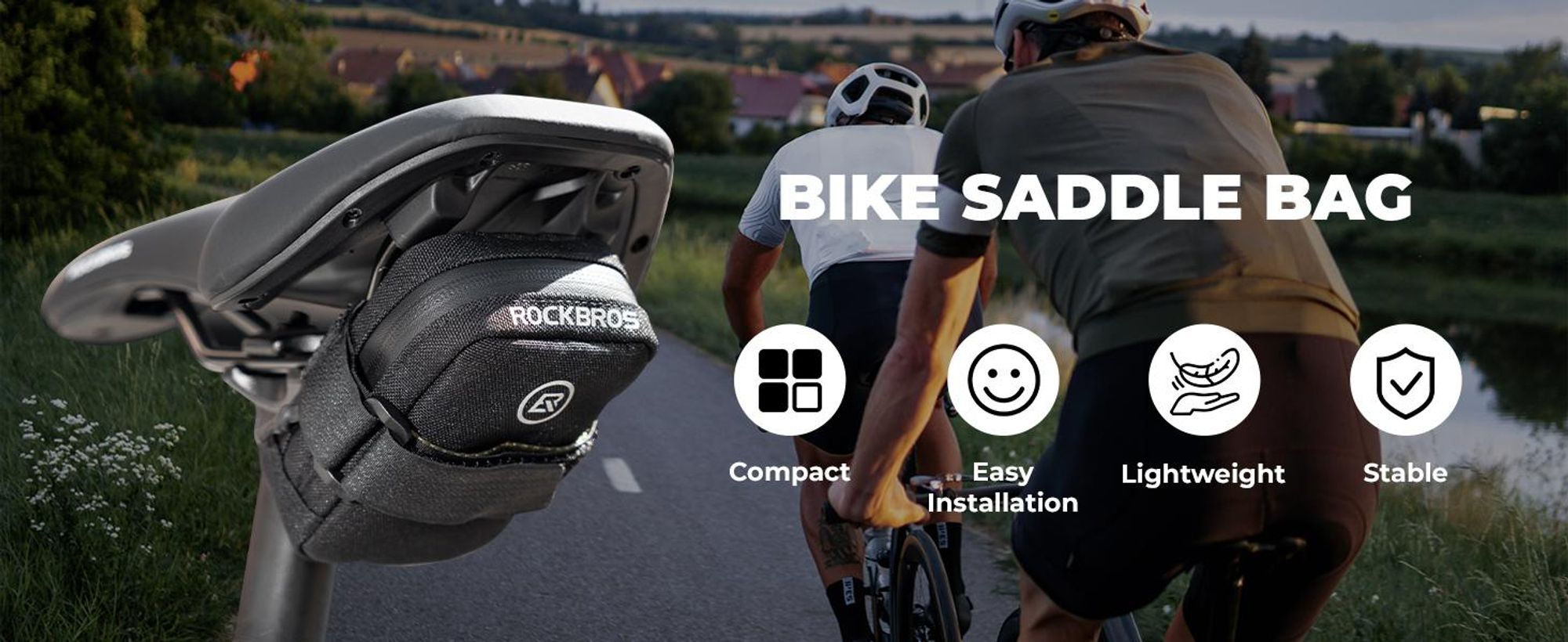 ROCKBROS Fahrrad Satteltasche Mini Tragbare Fahrradtasche für Werkzeug 0,35L Schwarz
