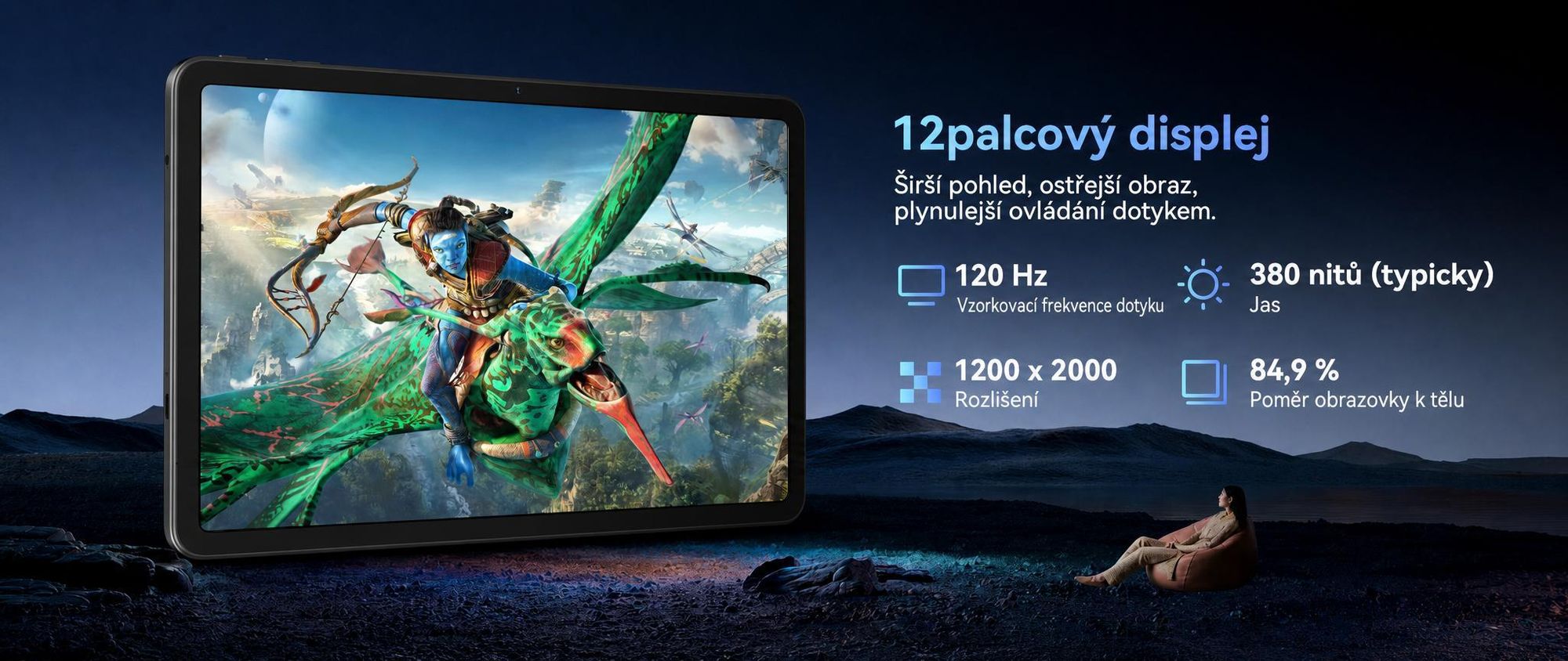 Tablet Nexall N90 s Androidem 16, 12" FHD InCell s obnovovací frekvencí 120 Hz, 24 GB (8+16) RAM + 128 GB ROM (podpora TF karet až 2 TB), 5G, WiFi/4G SIM, 9000 mAh/18 W, Gemini AI, včetně stylusu, klávesnice a myši