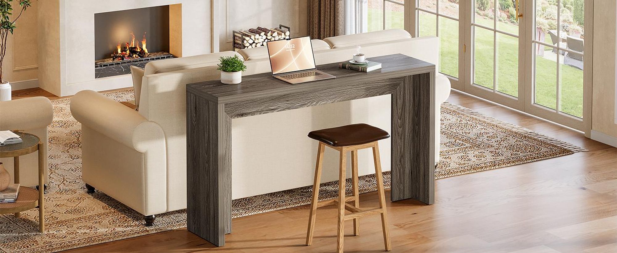 Tribesigns Konsolentisch im Landhausstil, 140 cm langer Sofatisch aus Holz mit Stauraum, Eingangstisch für Eingangsbereich, Flurtisch, Beistelltisch