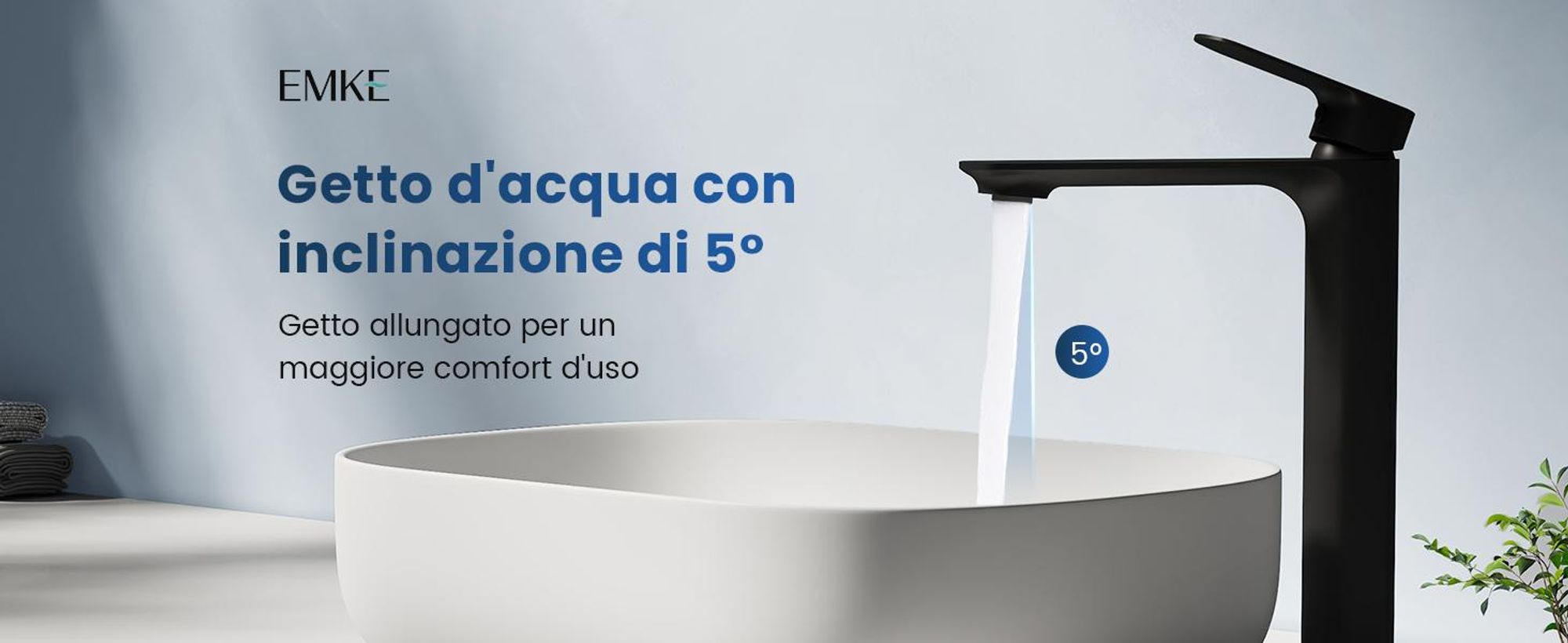 EMKE Rubinetto per lavabo Rubinetto per lavandino Rubinetto per bagno Miscelatore monocomando Rubinetto per bagno in ottone 269 x 215 x 49 mm Nero opaco