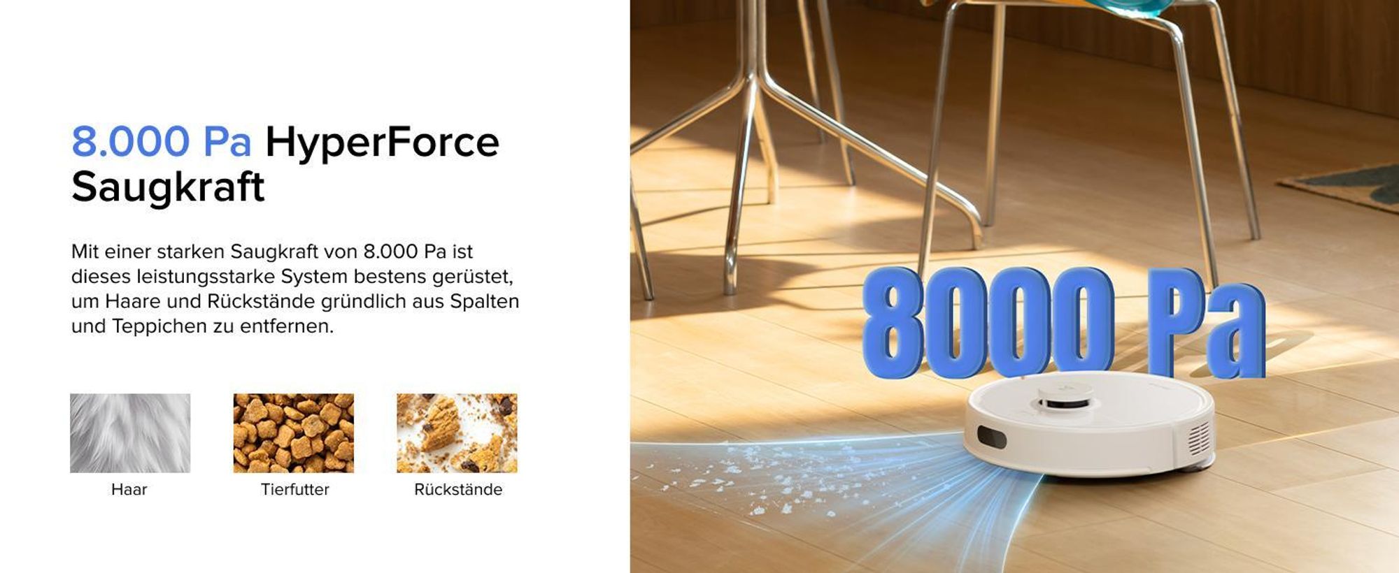 Roborock Q7 BF+ Staubsauger Roboter 8000 Pa(Upgrade von Q7 max+/Q5 Pro+/Q5 Max), Dual Anti-Tangle-System, PreciSense® LiDAR-Navigation, Weiß