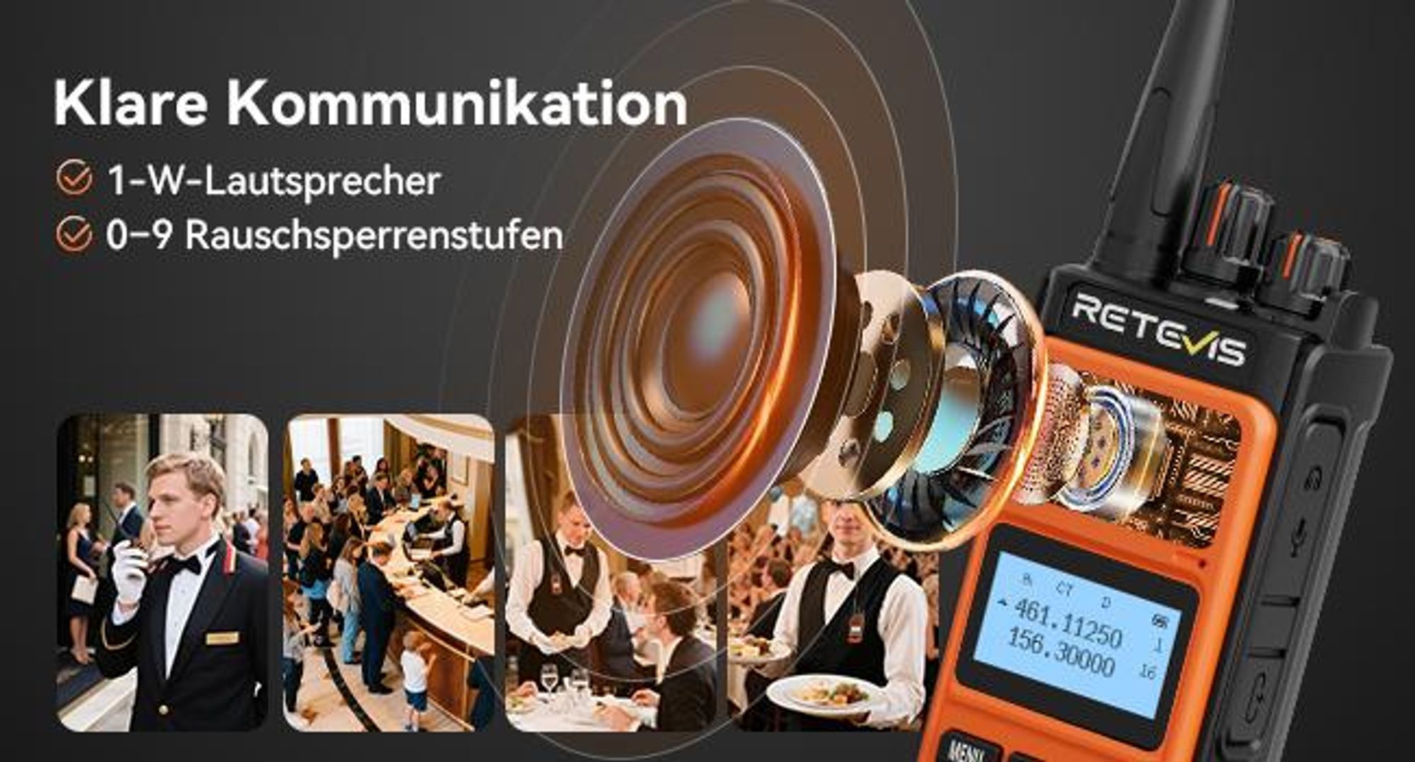 Retevis C66B Hochleistungs Funkgerät, Langstreckenfunkgeräte mit 6-poliger Buchse, Schnellladefunktion, Anpassbare Seitentasten, Einfache Bedienung