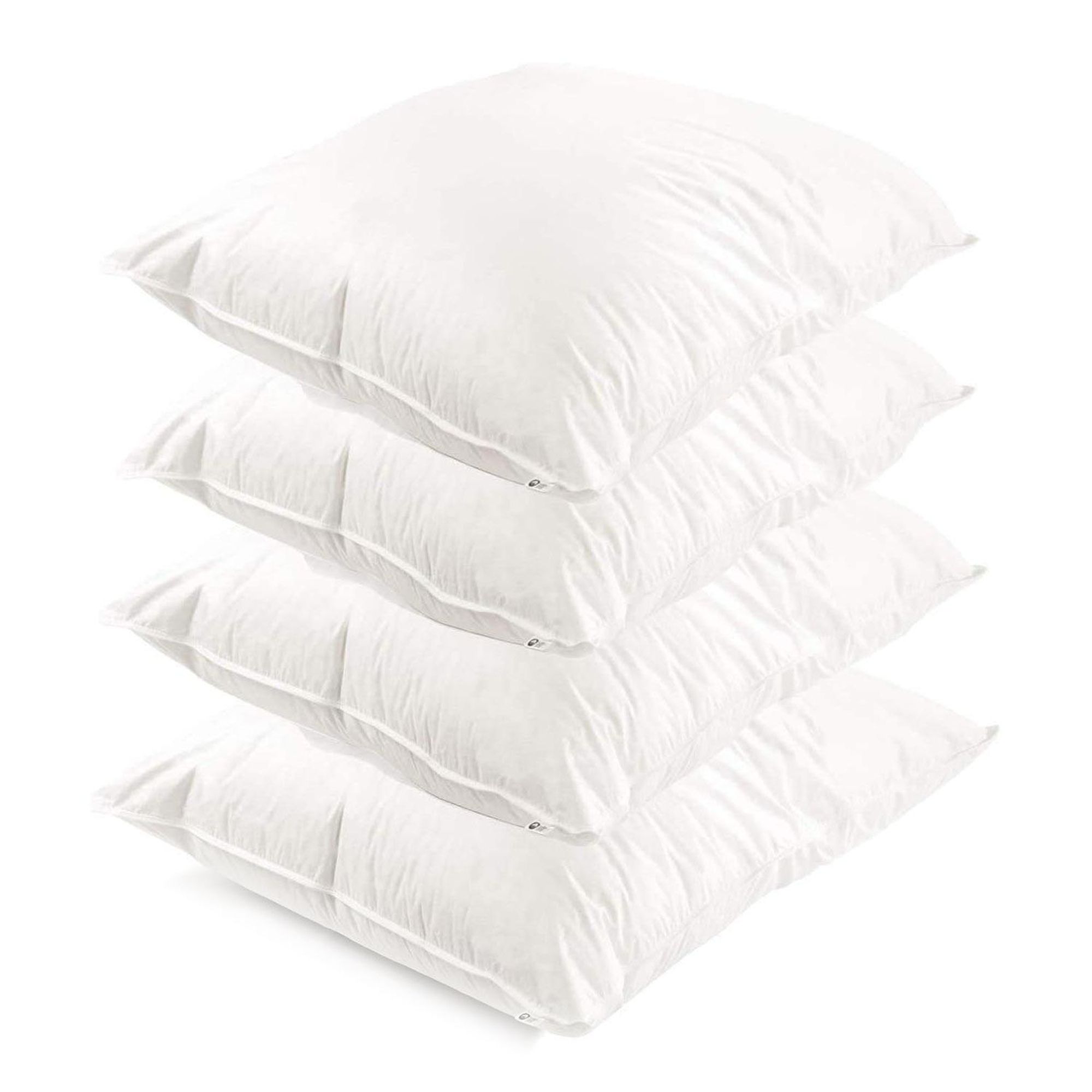 4-er Set | Kopfkissen 80x80 cm | Füllung: 1500 Gramm Daunen | 100% Natur Kissen | Bezug: 100% Baumwolle | Daunenkissen 80 x 80 cm