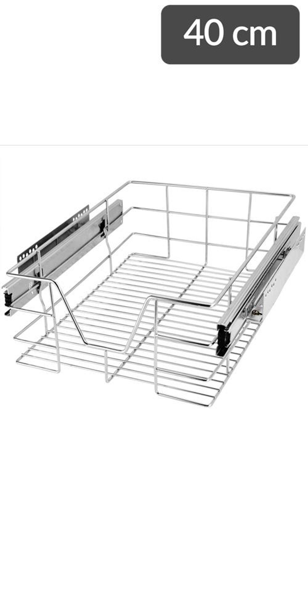 CASARIA® Teleskopschublade Ausziehbare Schublade Küche 60cm 20kg Belastbar Verchromt Korbauszug mit Zubehör Haushalt Küchenschrank Kleiderschrank