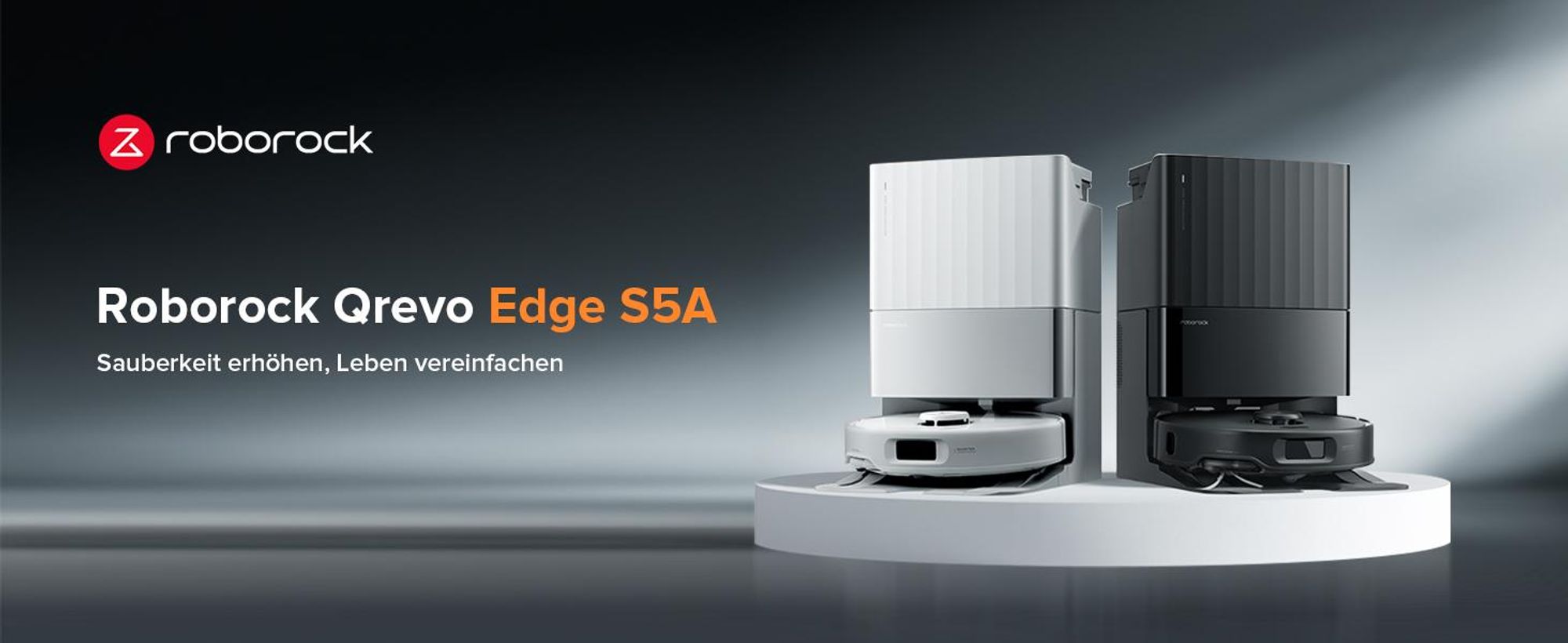 Roborock Qrevo Edge S5A Staubsauger Roboter 18.500 Pa(Upgrade von Qrevo Master) Dual Anti-Tangle, inkl. 1L Bodenreiniger, FlexiArm Design,Schwarz