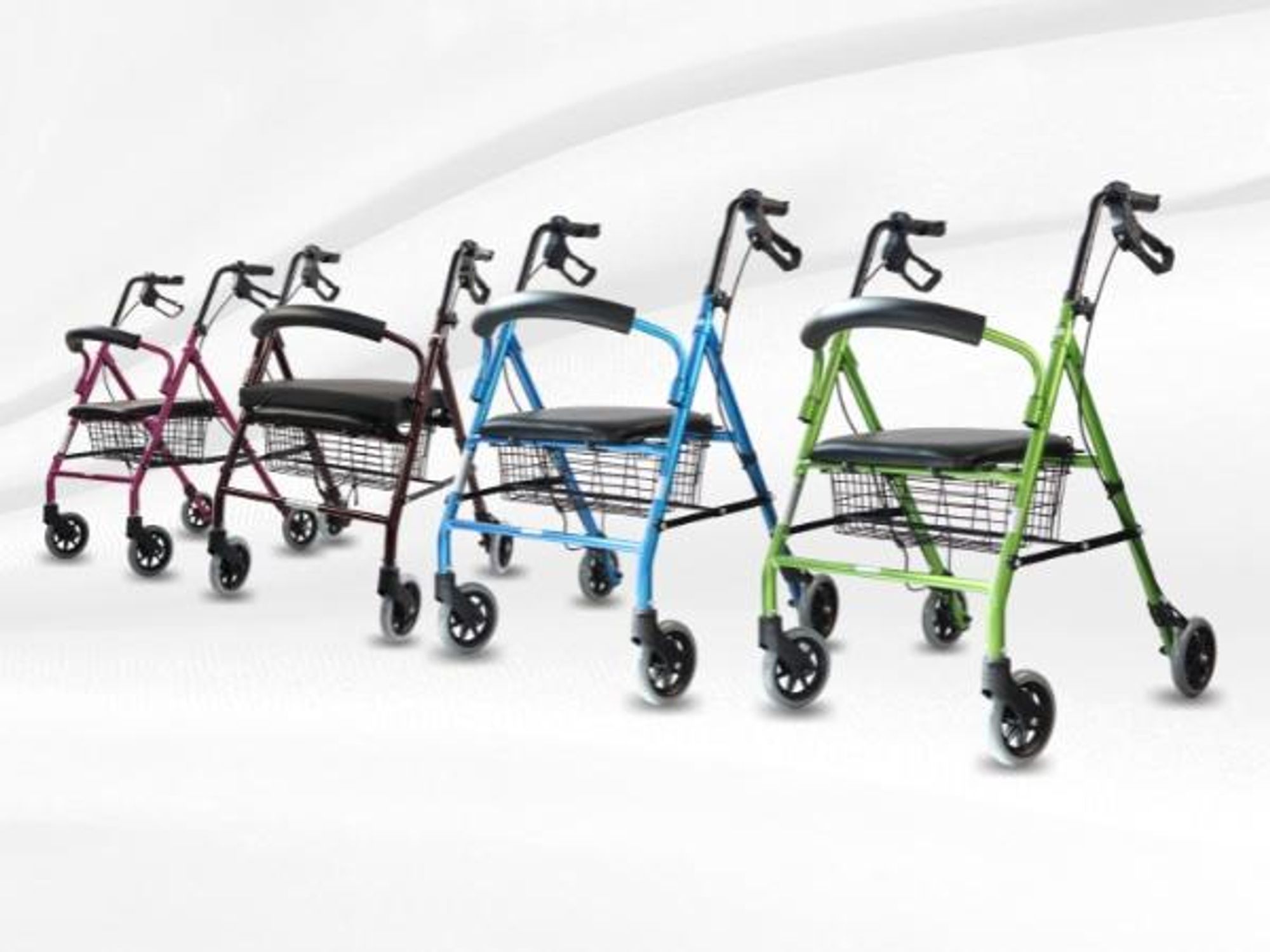 Rollator Faltbar Handbremsen 4 Räder Sitz und Rückenlehne Bordeaux TURIA Clinicalfy Faltbarer Gehwagen