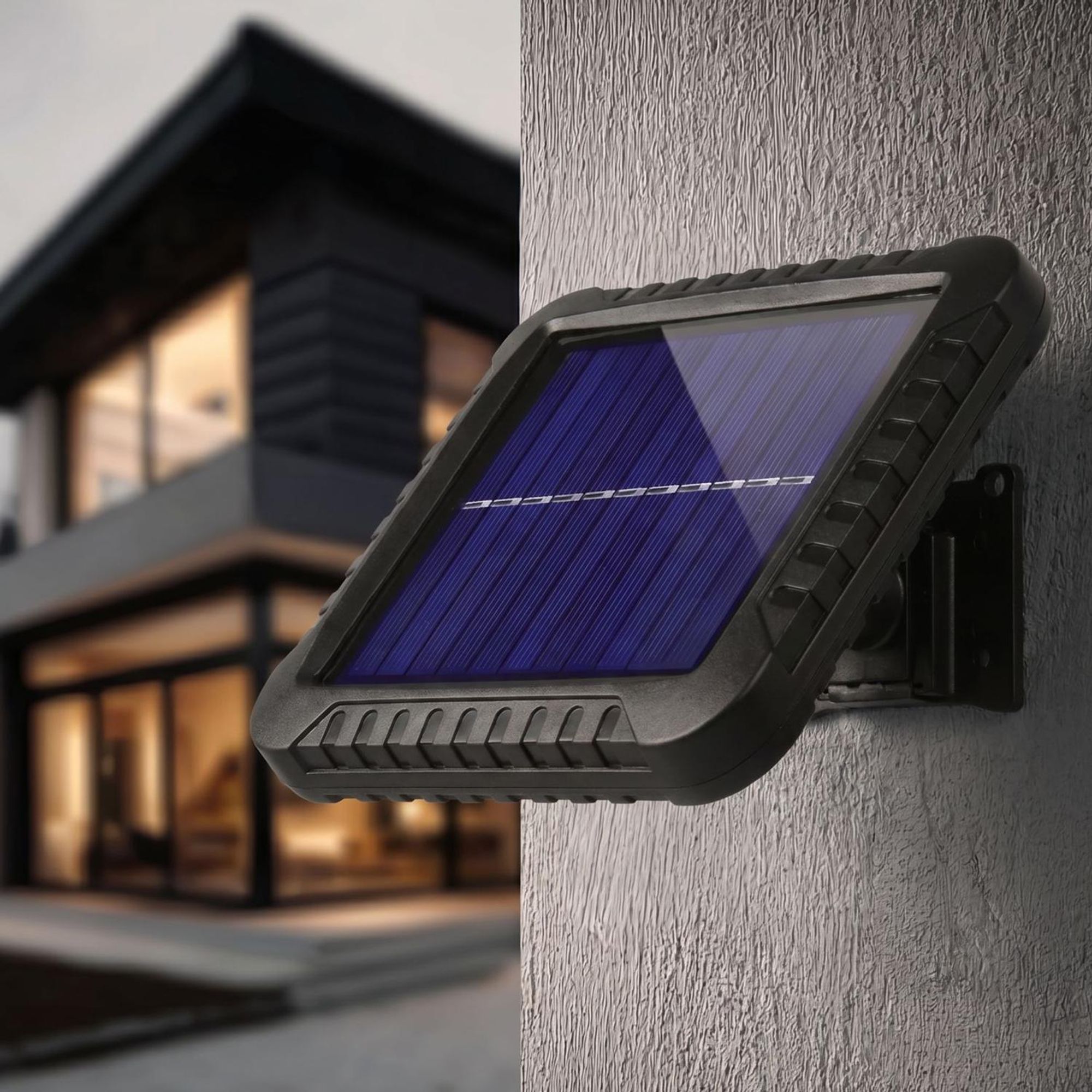 Solar LED Strahler mit Bewegungssensor Flutlichtstrahler Solar Wandleuchte Dämmerungssensor Solarleuchte IP44 5W 400 Lumen 6000K Kaltweiß