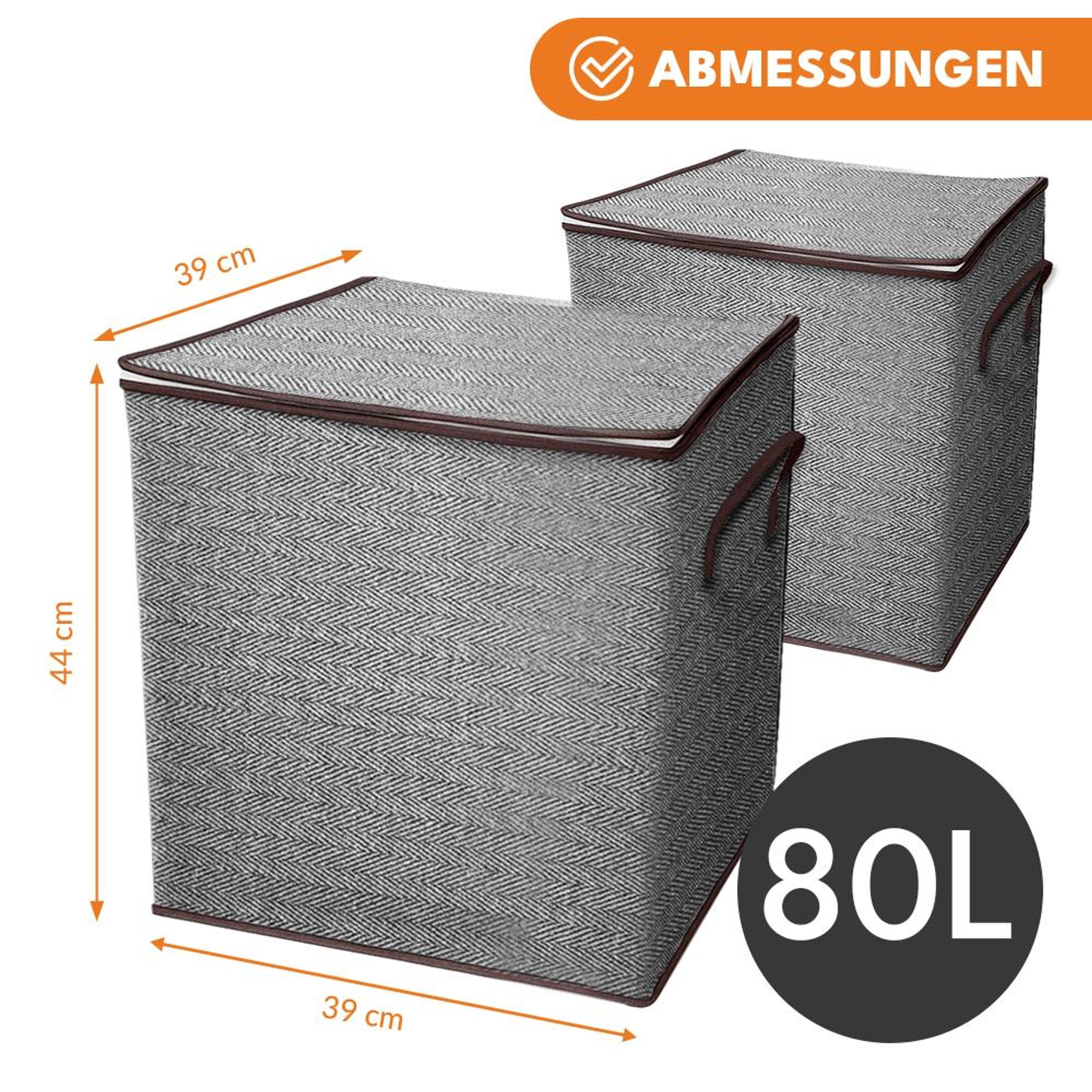 KRUMAD Faltbarer Wäschekorb 2 Stück 2x80L mit Deckel - Großer Wäschesammler mit Griffen, wasserdichtem Innenfutter und stabilem Stahlrahmen