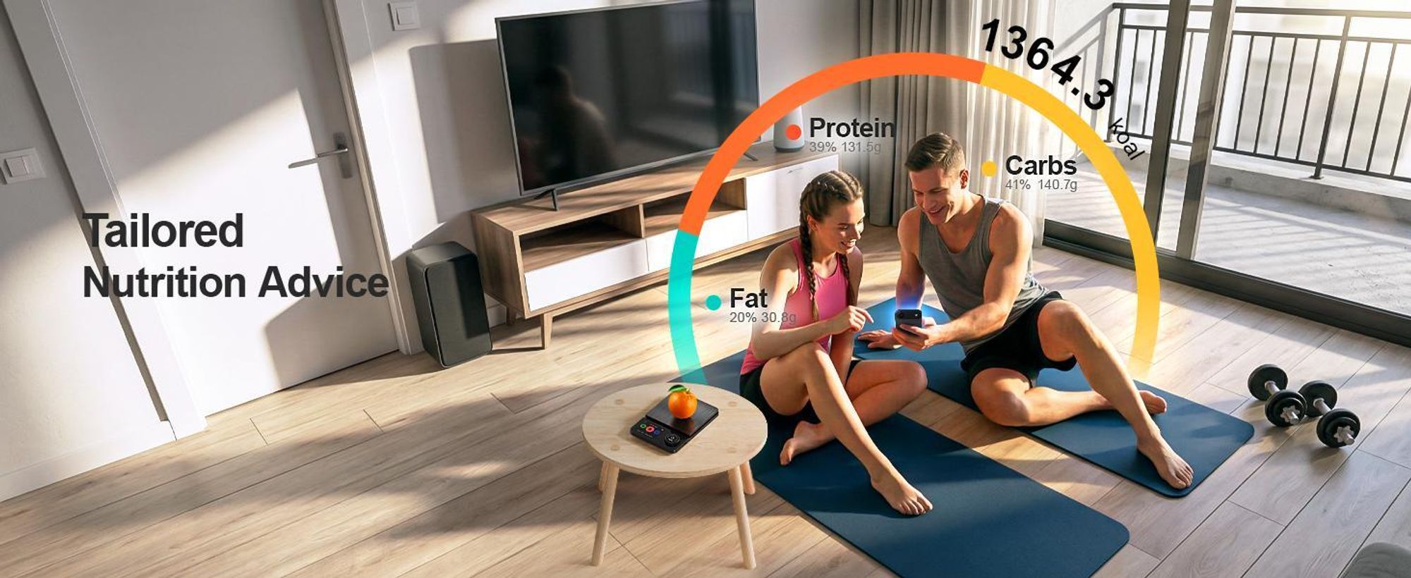 Küchenwaage Digitale ProfiFein waage Kitchen Scale mit LCD Display,Bluetooth App,optionaler Nährwertanalyse,Tara-Funktion Zahnrad-Taste.