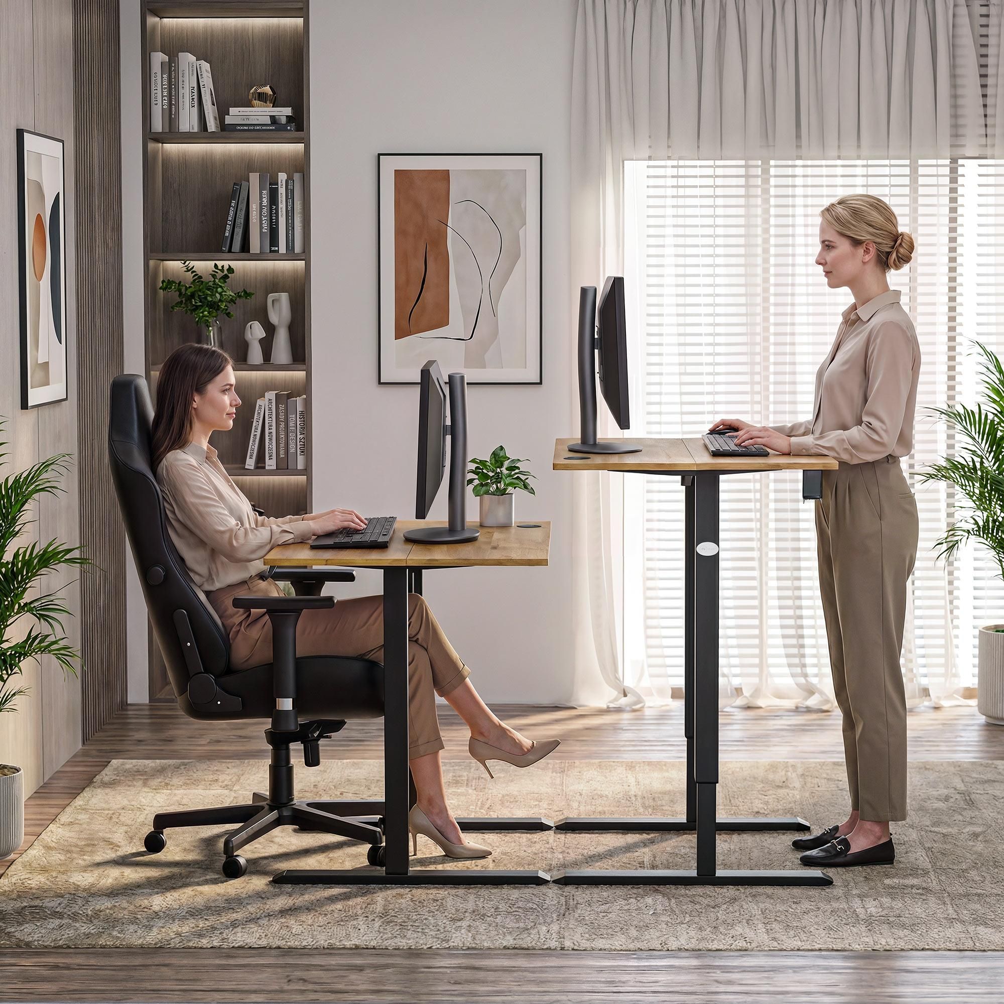 di volio Schreibtisch BARGA höhenverstellbar elektrisch 88x60 cm – braun, ergonomischer Bürotisch, platzsparender Stehtisch mit Memory-Funktion