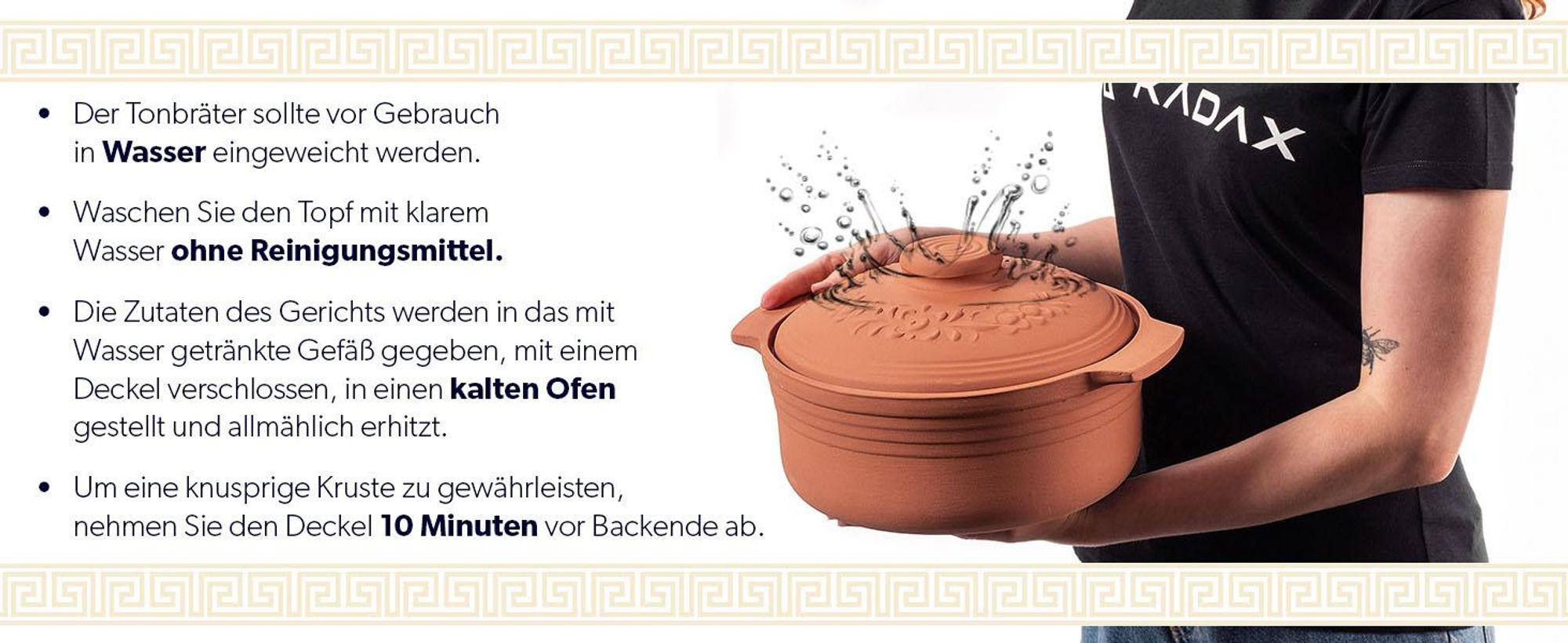 KADAX Auflaufformen 4L, Keramiktopf mit Deckel, Tonbräter, Oval, Dampfgarer aus natürlichen Materialien