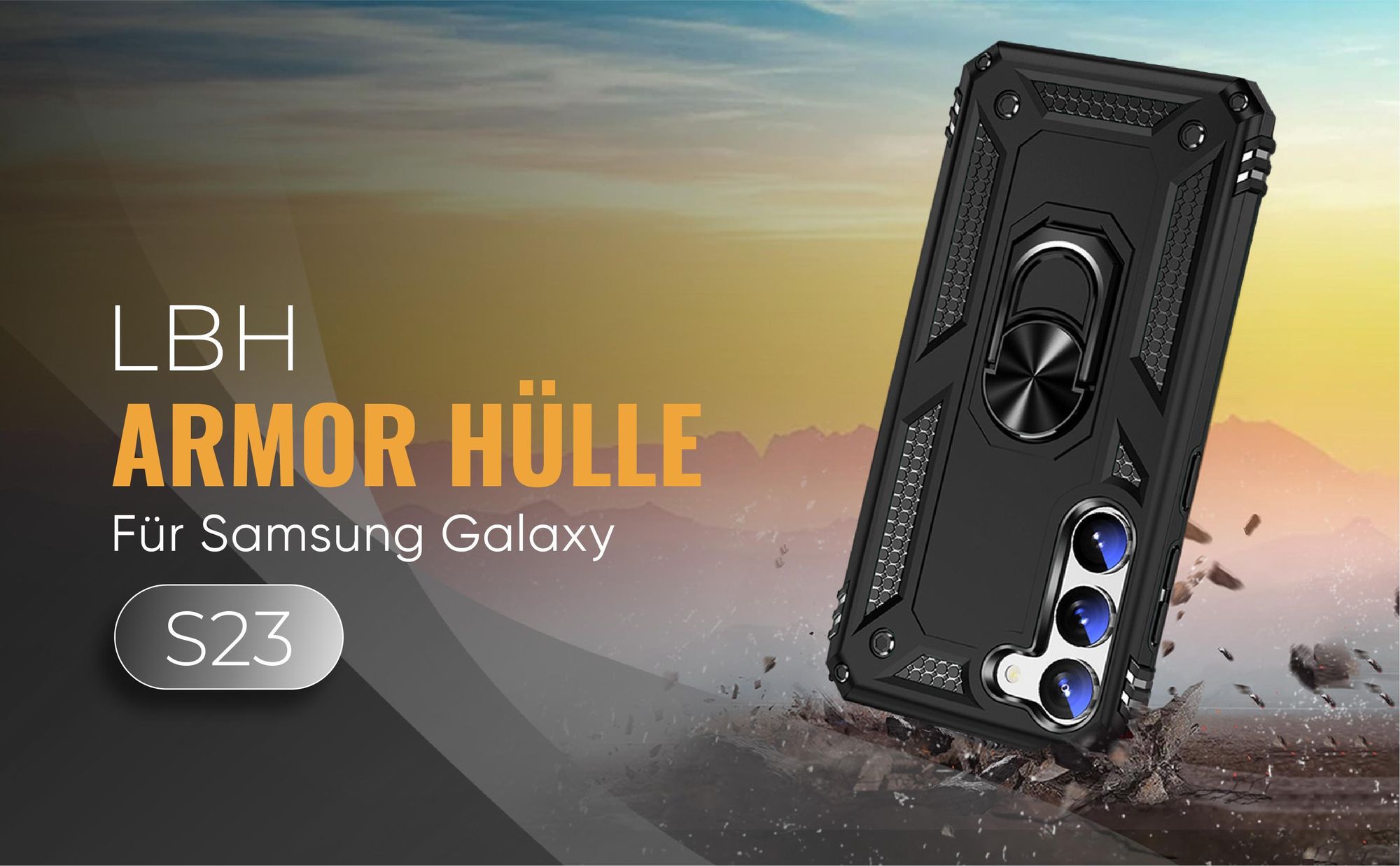 Schwarze Outdoorhülle für Samsung Galaxy S23