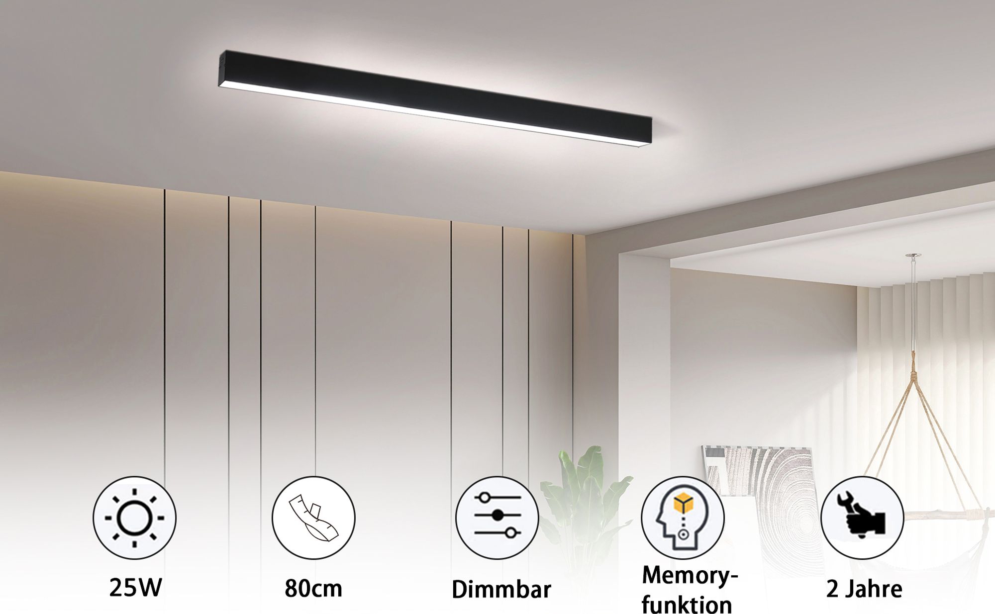 Ściemnialna lampa sufitowa LED o nowoczesnym designie.