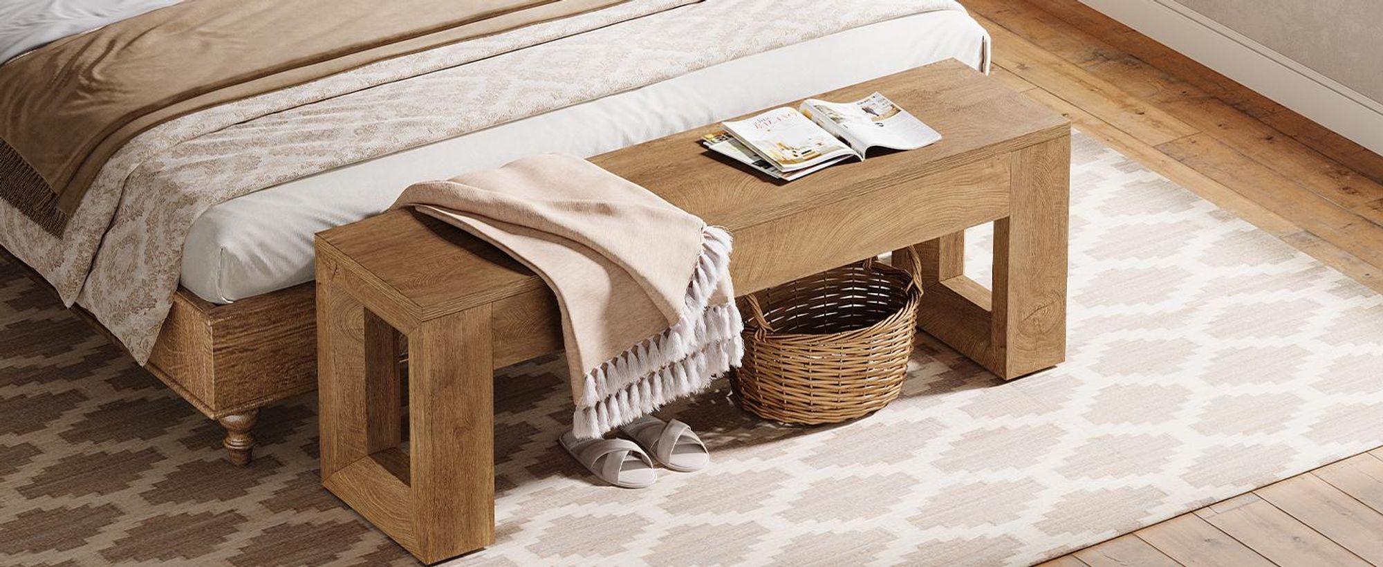120 cm Eingangsbank, Sitzbänke im Landhausstil, Schuhbank für Esszimmer, Wohnzimmer, Eingangsbereich, Flur, Naturholzfarbe