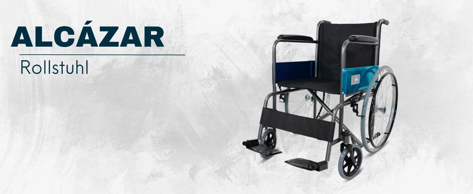 Rollstuhl faltbar Mobiclinic selbstfahrend Feststellbremse Sitz 46cm gepolsterte Armlehnen stabil geölte Räder schwarz Alcázar