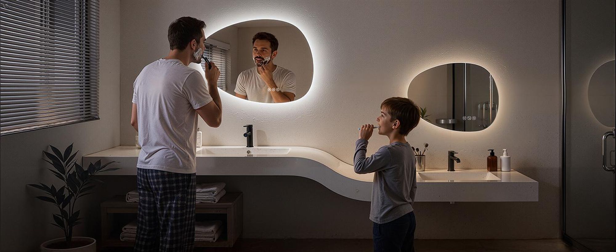 S'AFIELINA specchio da bagno con illuminazione 60×45 cm Specchio da parete con interruttore a LED 3 colori di luce e dimmerabile, funzione antiappannamento e memoria