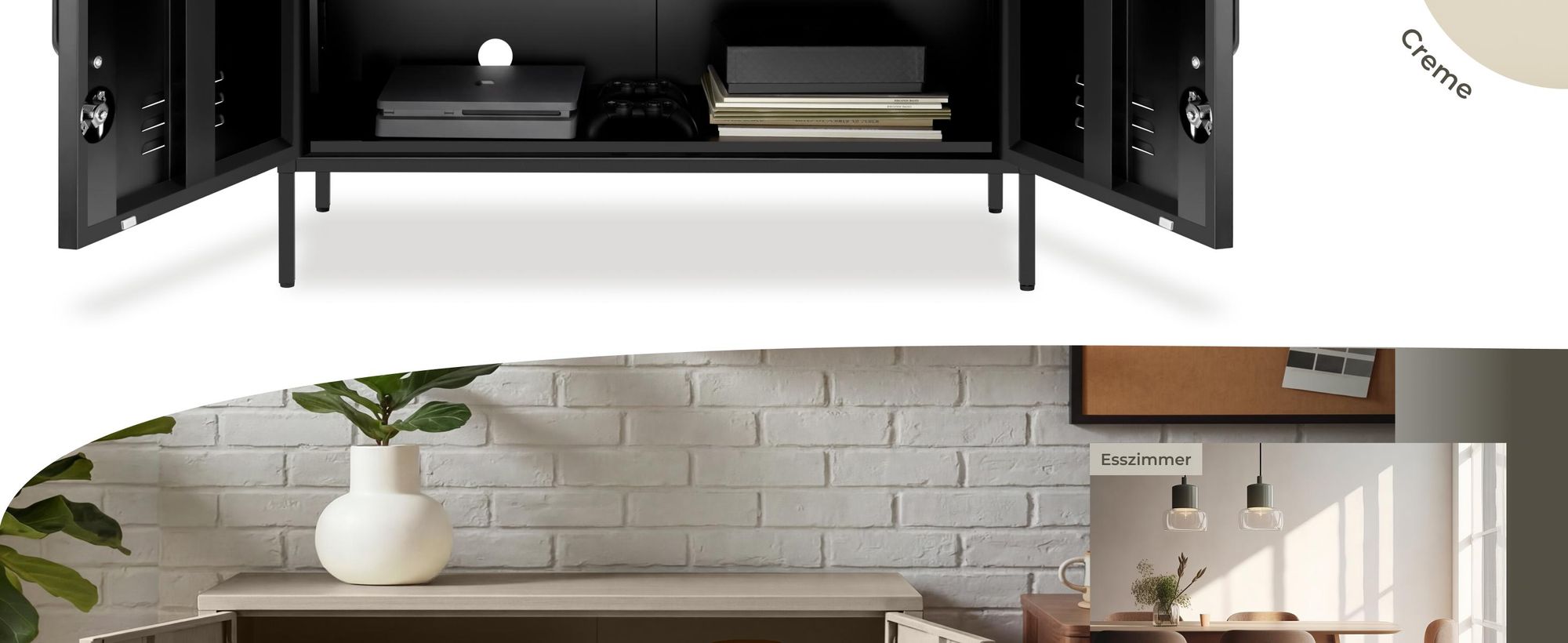 tectake® Sideboard Baker Kippschutz, höhenverstellbare Füße