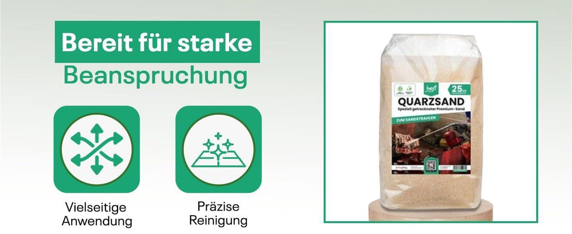 Sand Strahlmittel | Quartz sand für sandstrahlen | quarzsand 25kg (0,1-0,4)sandstrahlgranulat | Effektives Mehrwegstrahlmittel, ideal für Sandstrahlen