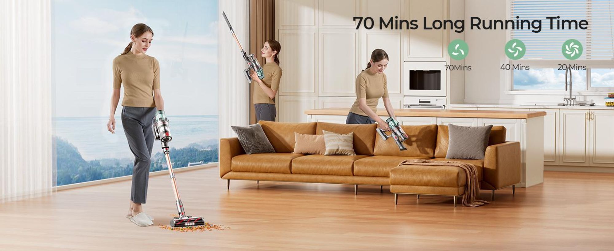 Laresar V7pro Odkurzacz bezprzewodowy , odkurzacz bezprzewodowy 600W/65 000pa z ekranem dotykowym, czas pracy do 60 minut