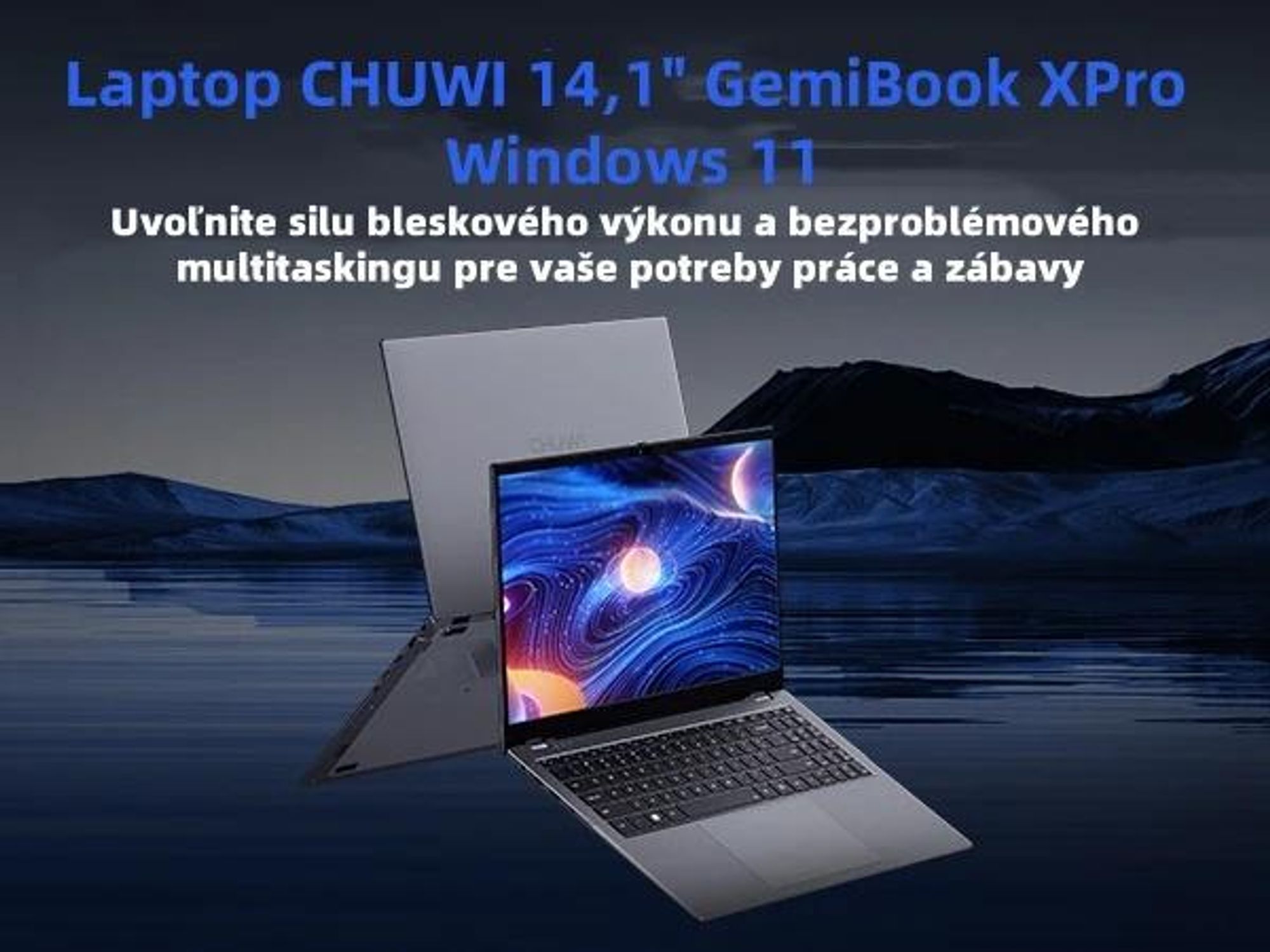 Notebook CHUWI GemiBook XPro - Procesorom Intel N100 Displej 14.1" Windows 11 8+256GB Batéria 5000mAh - Sivá