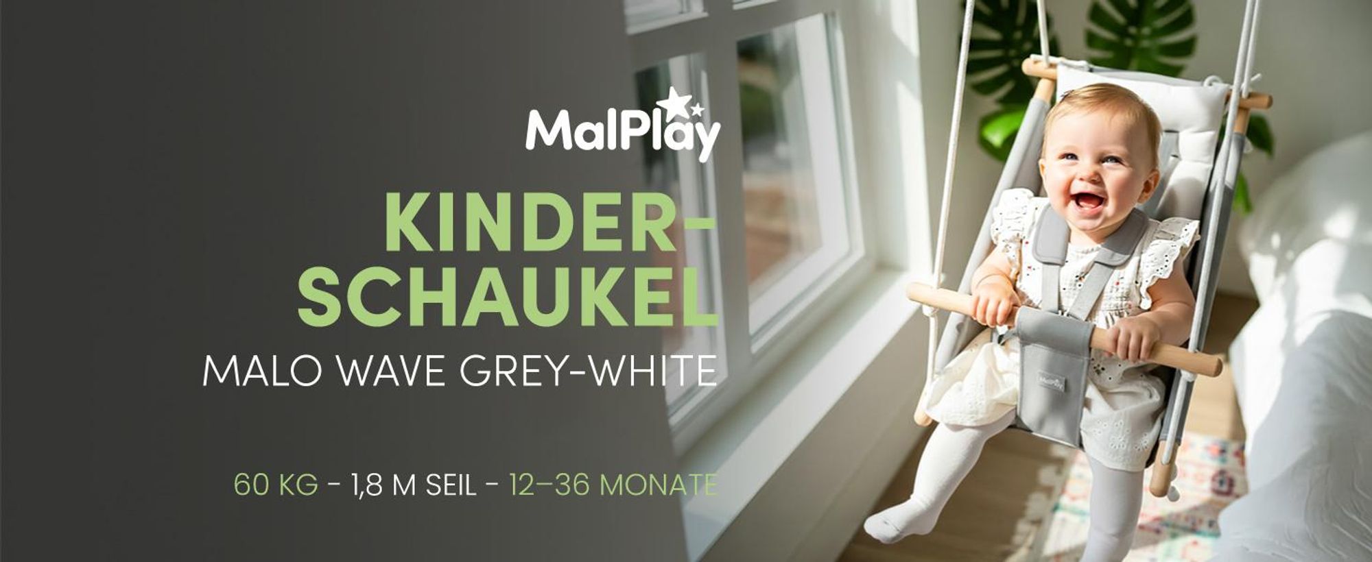 Kinderschaukel Babyschaukel mit versellbarem Sicherheitsgurt bis 60 kg