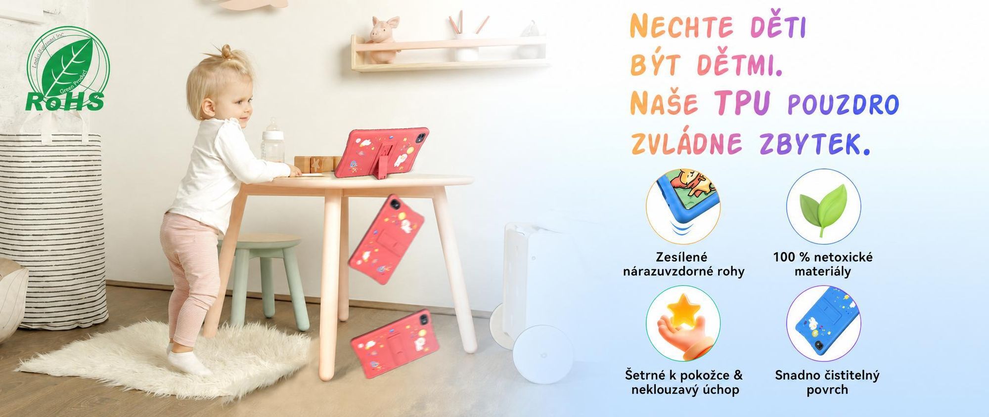 Tabwee K10 Kids 10.1" Blau Tablet, Google Kids Space, 4GB RAM+64GB ROM, Android 15 WiFi Tablet für Kind mit Kindgerechte Hülle und Stift, 5000mAh