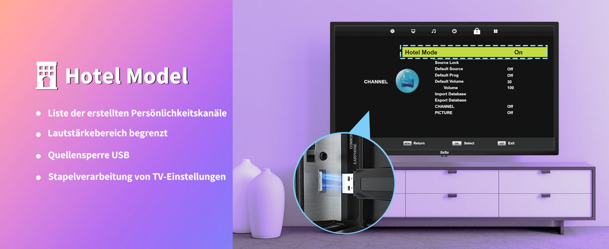 TuTu Standard TV - LED Full HD - 42 Zoll/108 cm - Randlos Design - Tripple Tuner DVB-T/T2/S/S2/C - HDMI x2, USB x1, CI+ - Montiert in Eindhoven, Niederlande - TUB42FD1N