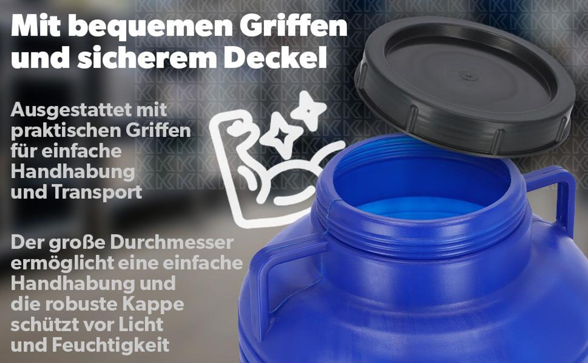 KADAX Regenwassertonne "Odda", Plastikfass, Weithalsfass, Blau, 10L