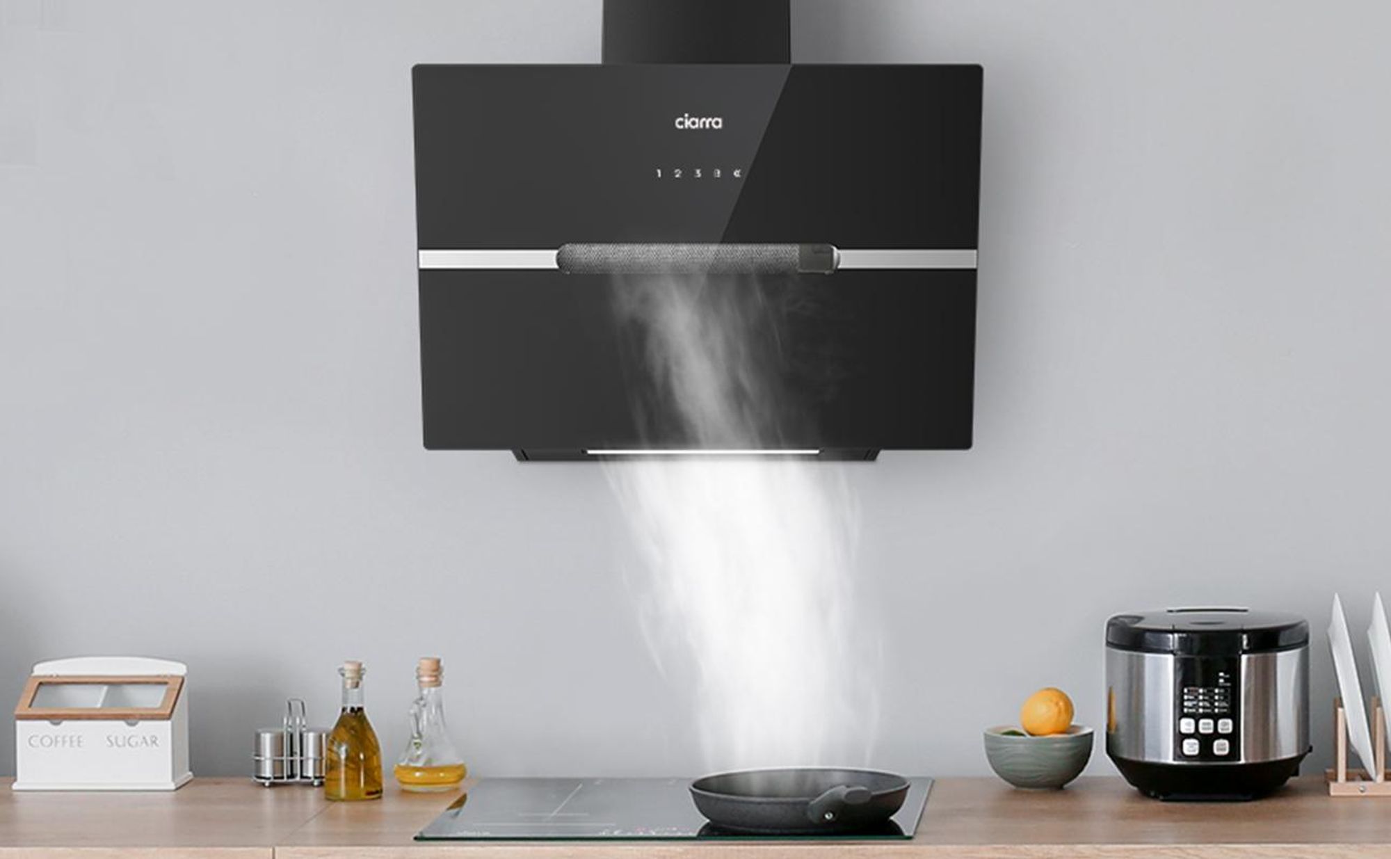 CIARRA Cofano gamma A+++ 650 m³/h Cofano estrattore 60cm WIFI + APP & Touch Control Booster VM6736FB