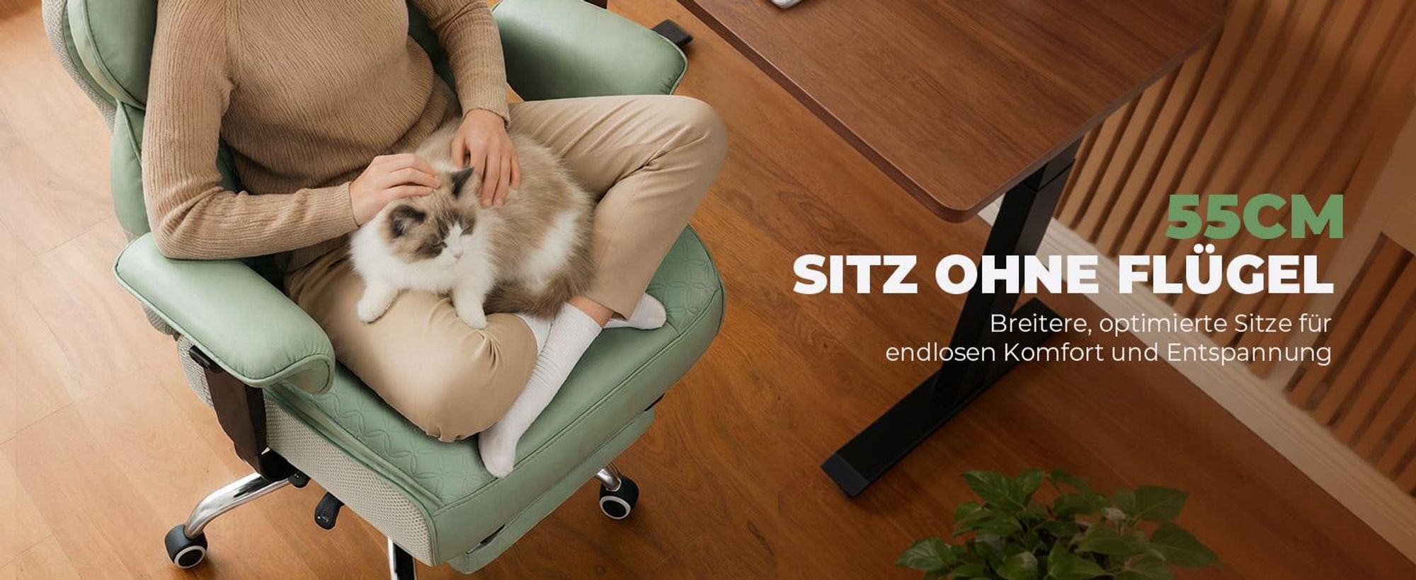 COMHOMA Ergonomischer Gaming Stuhl, Bürostuhl 180 kg, mit Verstellbarer Lendenstütze & Fußstütze, Hybrid-Design aus Kunstleder & Mesh, Chefsessel