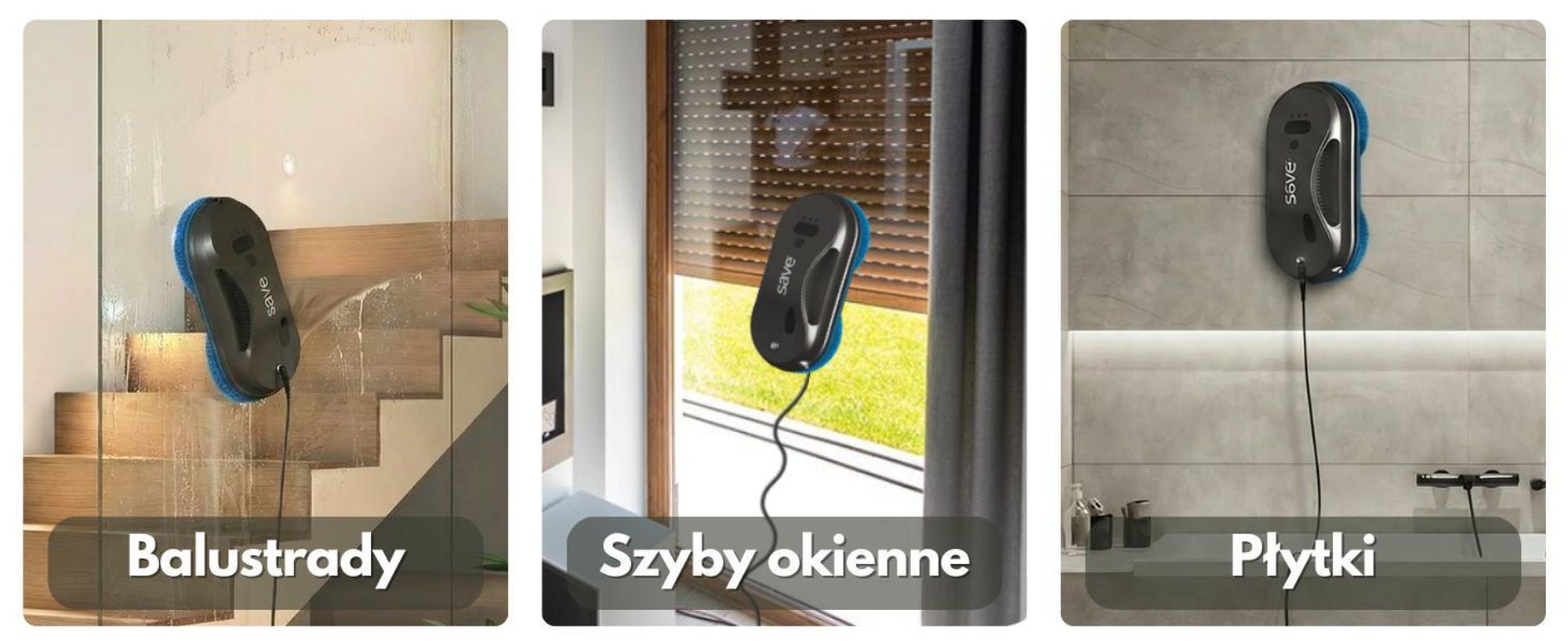 ROBOT DO MYCIA OKIEN SZYB LUSTER MYJKA DO OKIEN Inteligentny Myjący Okna ZESTAW SAVE