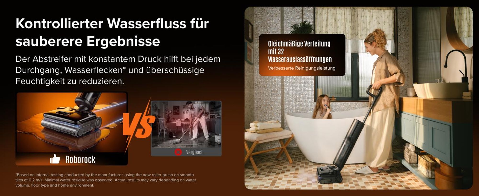Roborock F25 Steam Nass Trockensauger mit Dampf, 180 °C Dampfmopp, 25.000Pa Saugkraft, Hochtemperatur-Selbstreinigung mit 95 °C, 180° Flaches Design