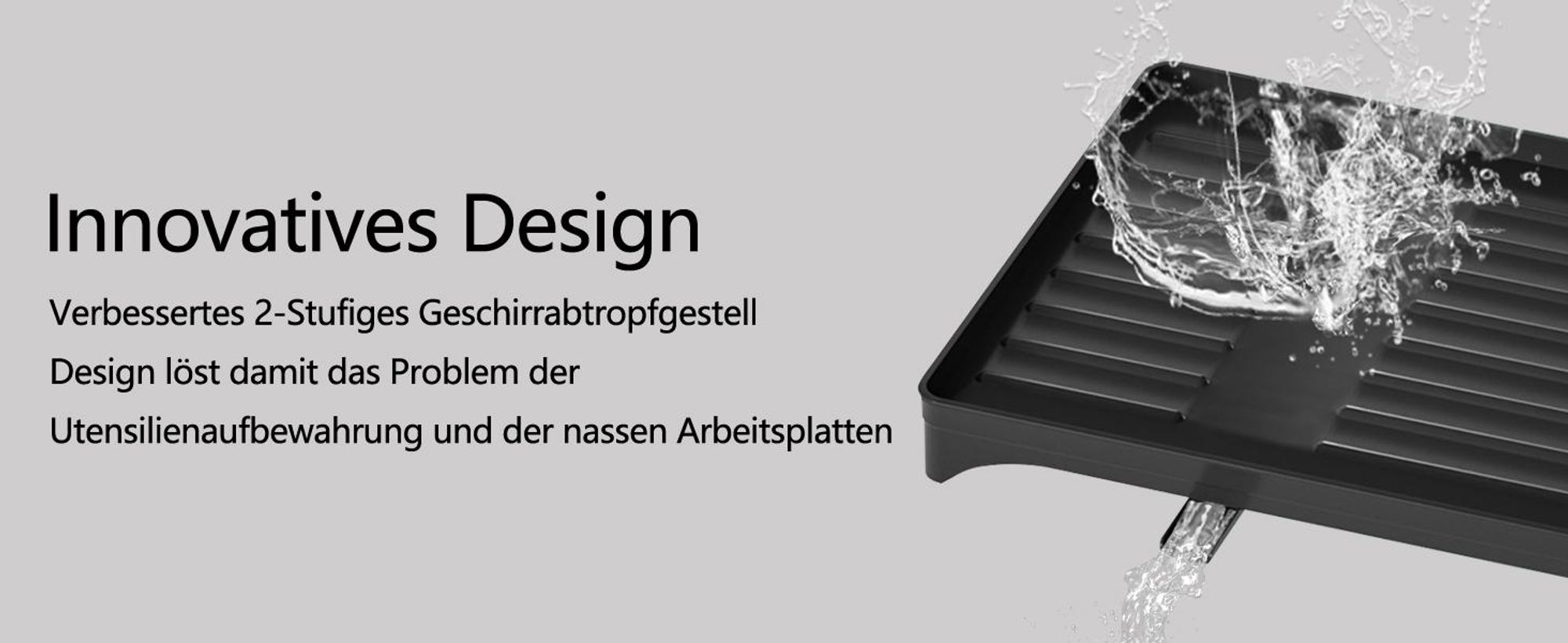 Geschirrabtropfgestell, Geschirrständer, Abtropfgestell geschirr, 2-stufiges Geschirrtrockner, mit Besteckkorb, Schneidebretthalter und Abtropfschale