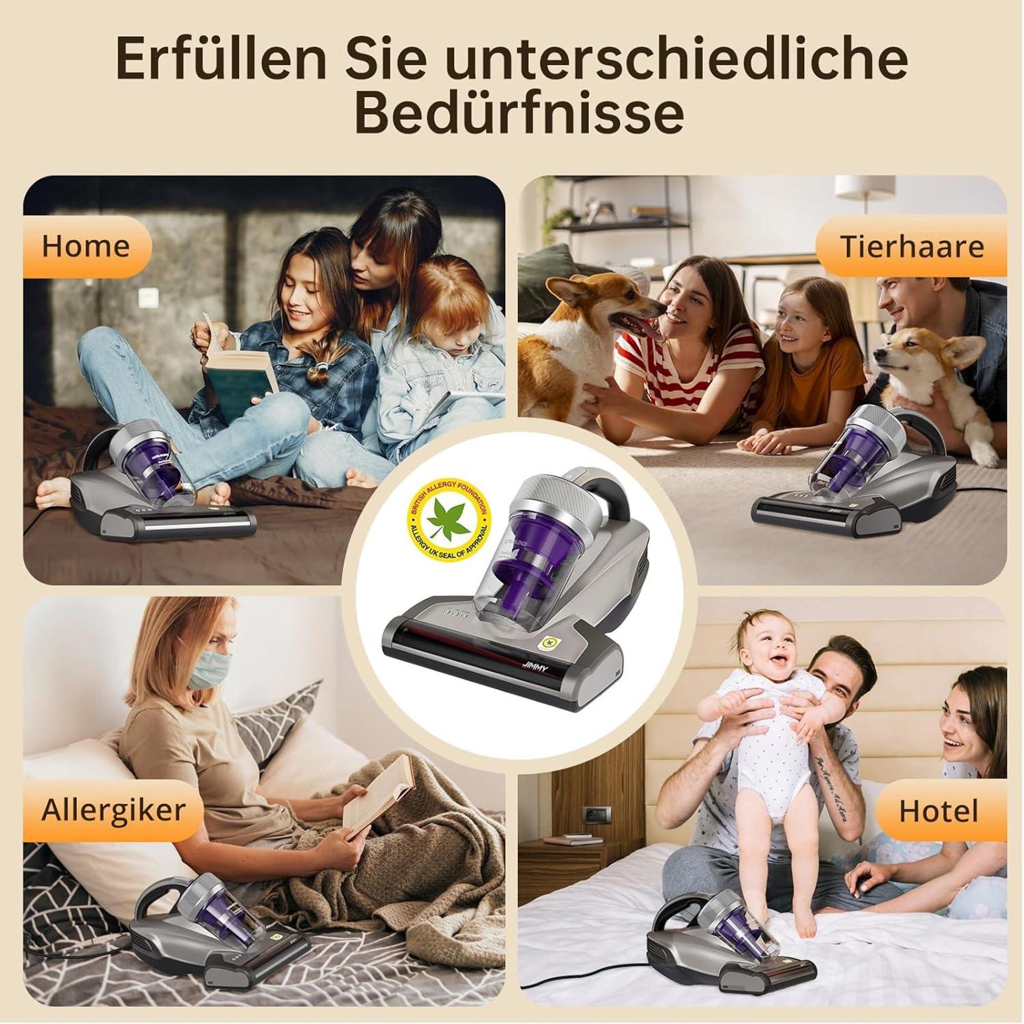 JIMMY JV35, Trocken, Zyklonal, 74 dB, Beutellos, Grau, 0,5 l