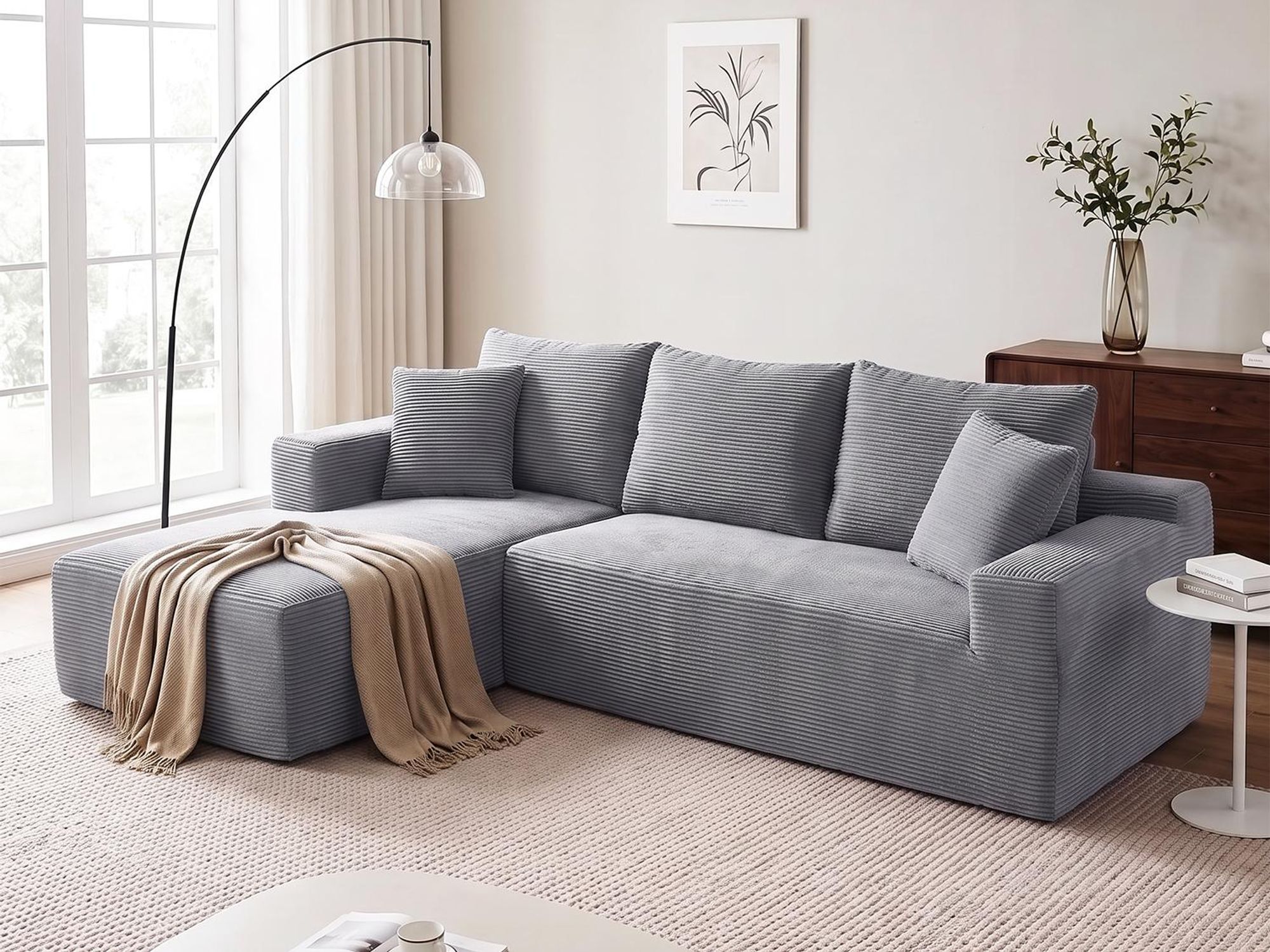 OYAJIA Ecksofa, modulares Sofa 240 cm breit, vakuumverpackt, Schlafsofa, Keine Montage erforderlich, mit großer Chaiselongue , für Wohnzimmer, Gäste