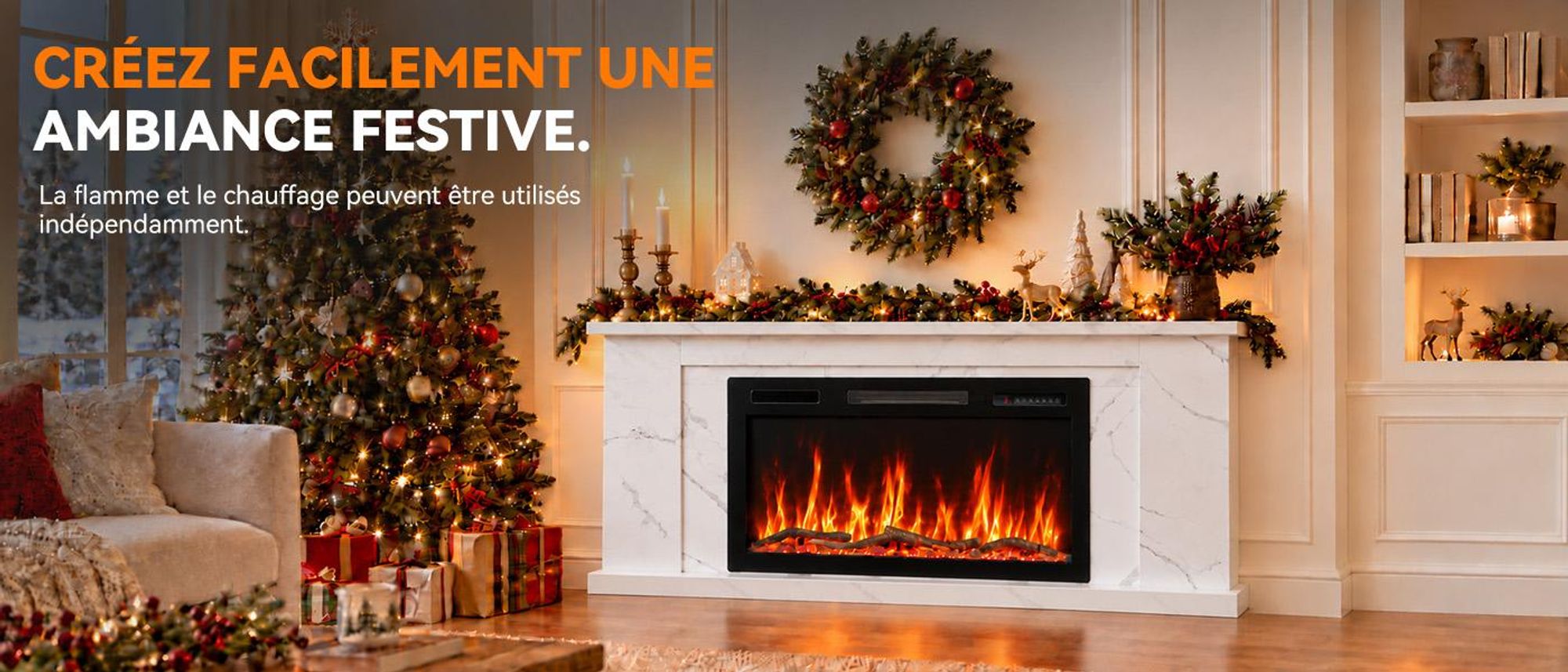Cheminée + meuble comme ensemble coordonné, montage simple