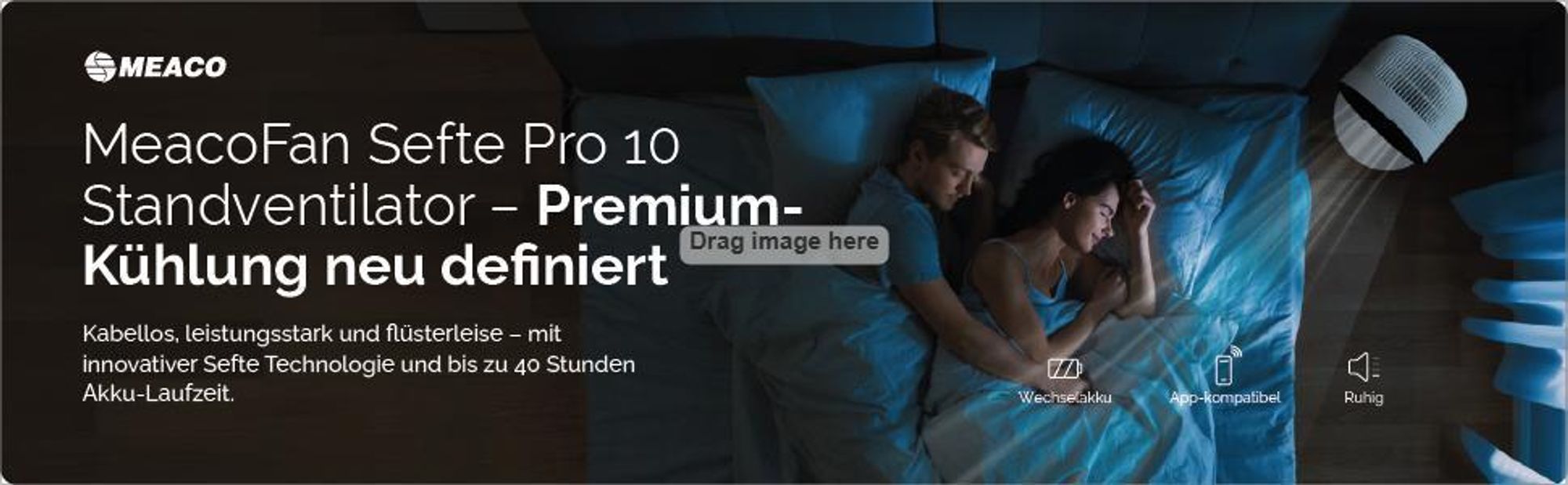 MeacoFan Sefte® 10 Pro Standventilator kabellos – bis zu 40 Std. Laufzeit, leise 25 dB, 1150 m³/h Luftleistung, Fernbedienung, 3-in-1 Design