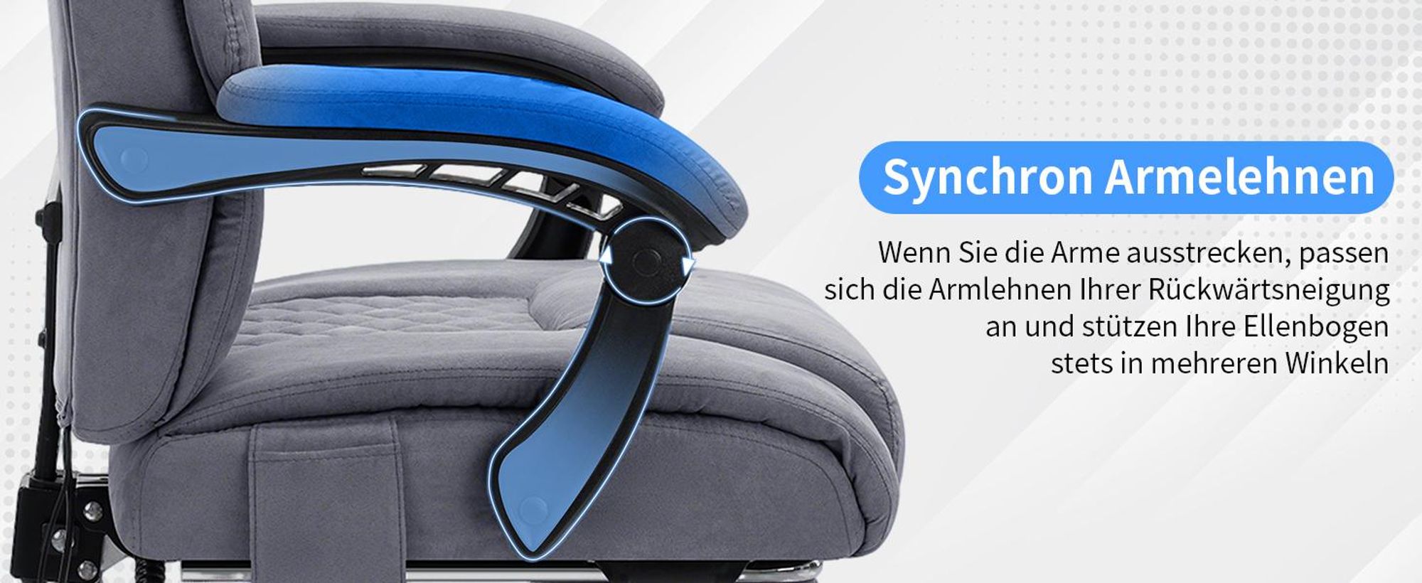 HOFFREE Massage-Bürostuhl mit Wärme & 7 Vibrationspunkten, 180° neigbar, Fußstütze, 200 kg Tragkraft, Chefsessel für große Personen, Grau
