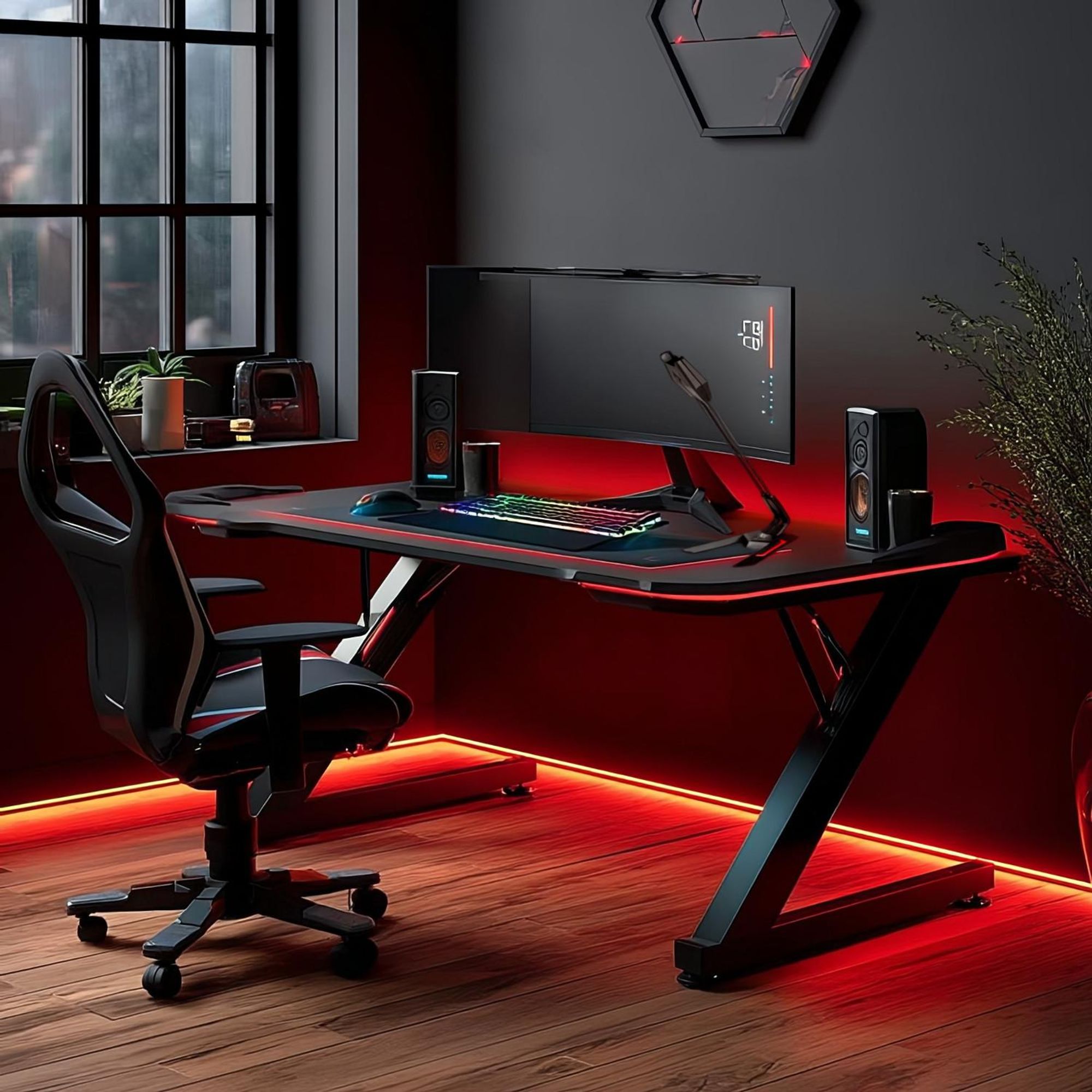 Gaming Mikrofon mit LED-Hintergrundbeleuchtung und Stummschalttaste PC Standmikrofon USB Plug & Play Desktop-Mikrofon