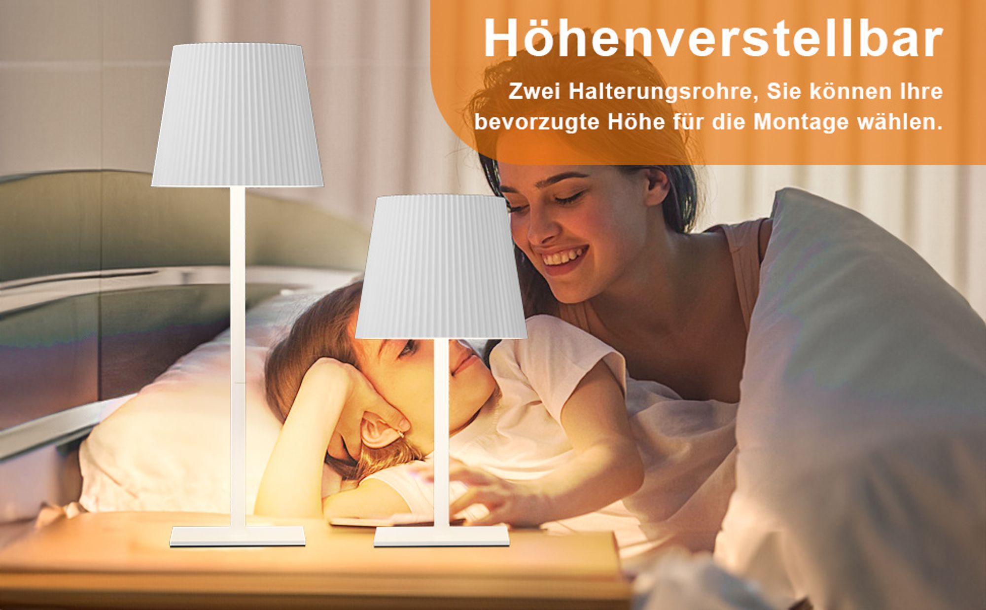 Tischlampe Kabellos, LED Tischleuchte, Dimmbar Touch Akku Tischleuchte Kabellos mit USB Ladestation, Warmweiß Tischlampe, IP54 Wasserdichte, Weiß