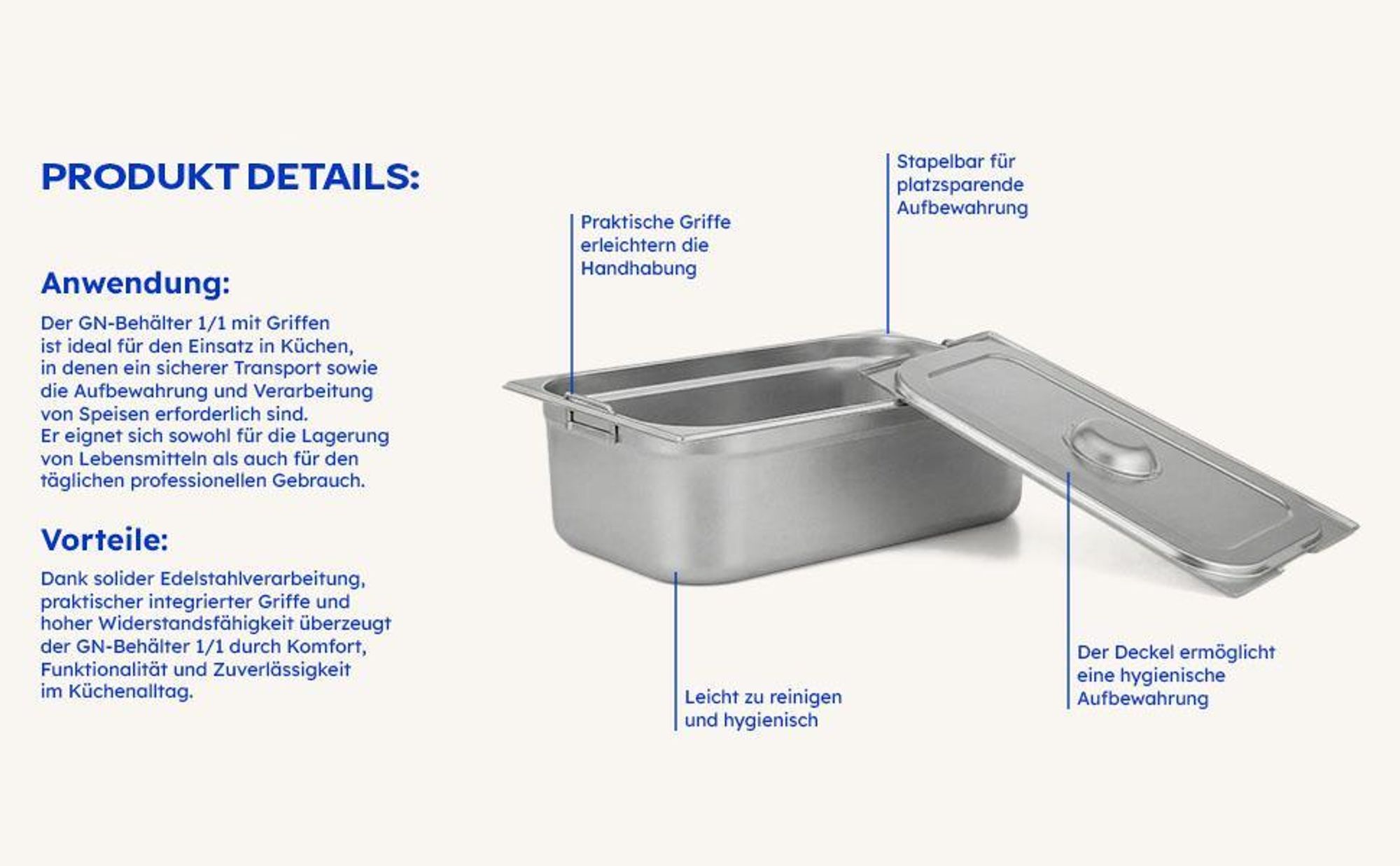 TECHNICA Behälter GN 1/6 200 mm aus Edelstahl | Gastro Container stapelbar | Edelstahlwanne Küche | Hitzebeständig -40 °C bis 300 °C | Gastronorm