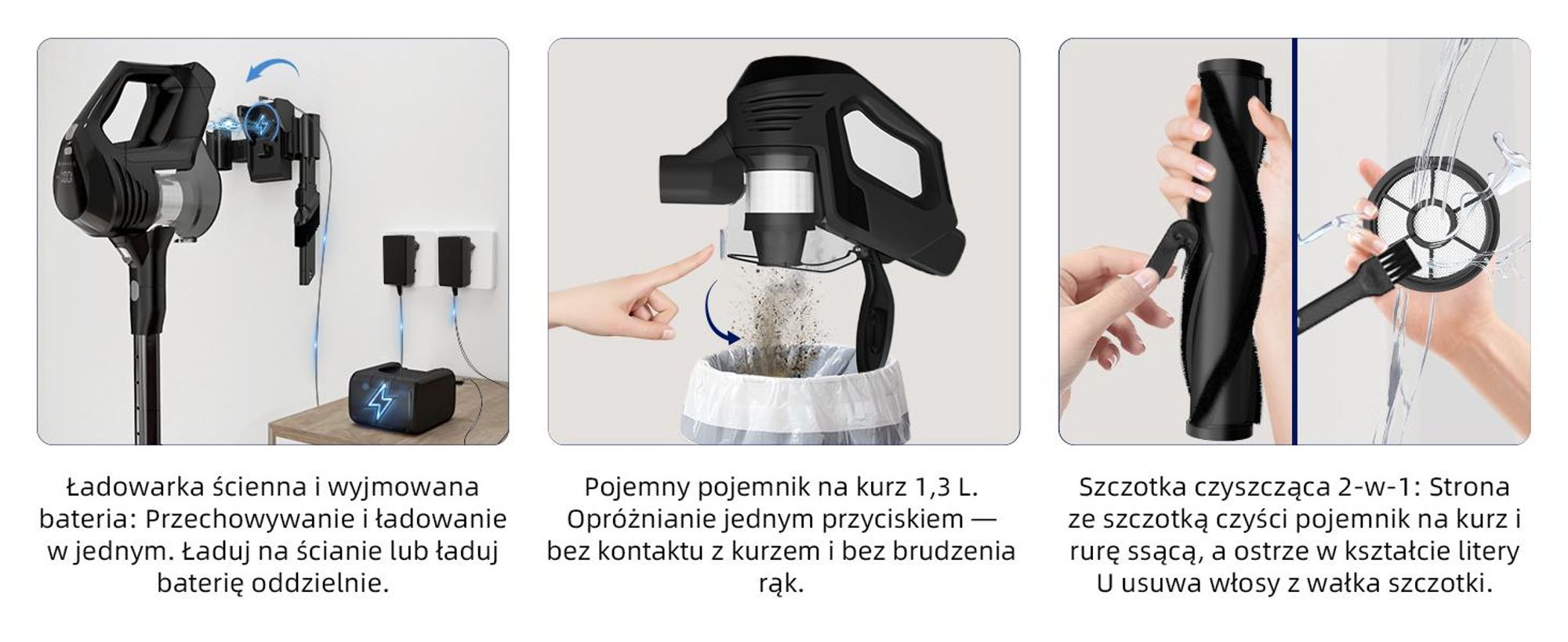 Odkurzacz akumulatorowy 45000Pa 600W, 50 min, Odkurzacze ręczne bezprzewodowy, LED ekran, 8-cyklonowy, szczotka anti-splątanie