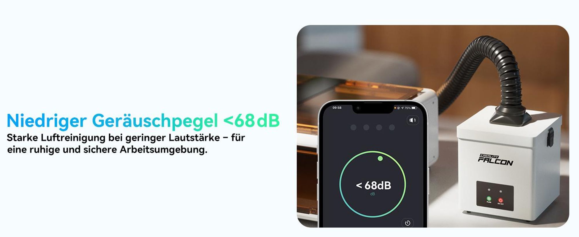 Creality Falcon YW45 Rauchreiniger, 99,97% Luftreinigung, geräuscharm, Luftreiniger für Falcon-A1 Laesrgraviierer Falcon 2 PRO Schutzbox