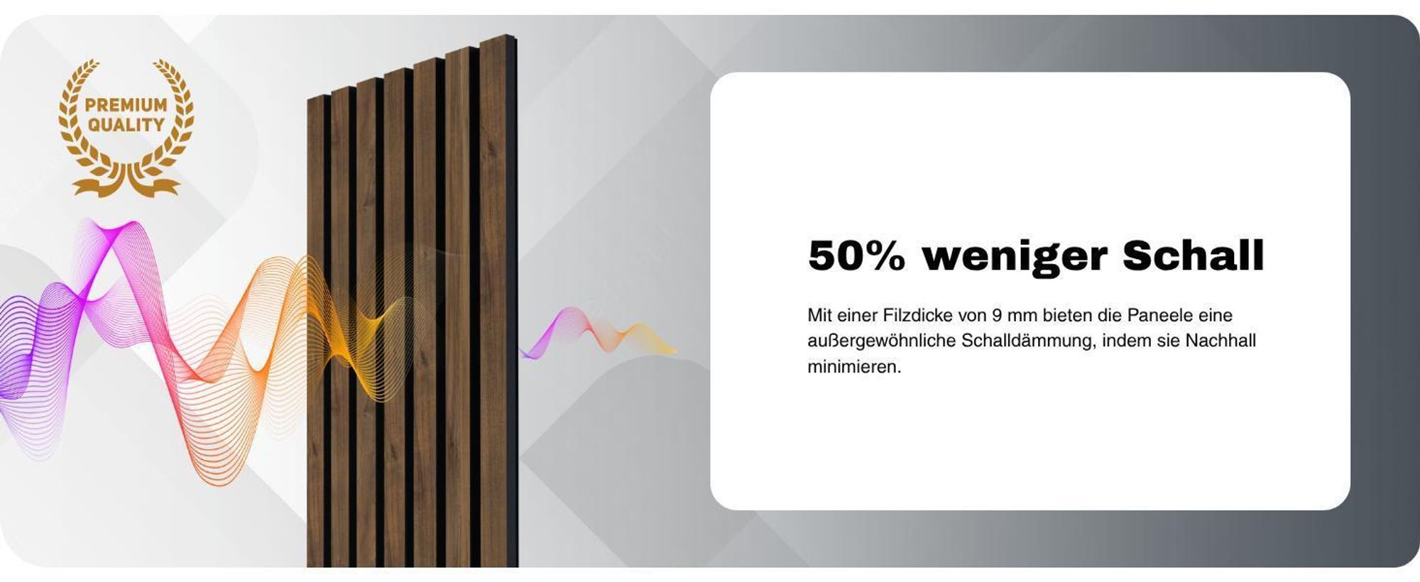 HEXIM Akustikpaneele 140x30cm Holz Grande - Wandpaneele Platten Lamellen Holzpaneele Echtholzfurnier 21mm Filz Schalldämmung MDF Schwarz (0,42m² Black Ash)